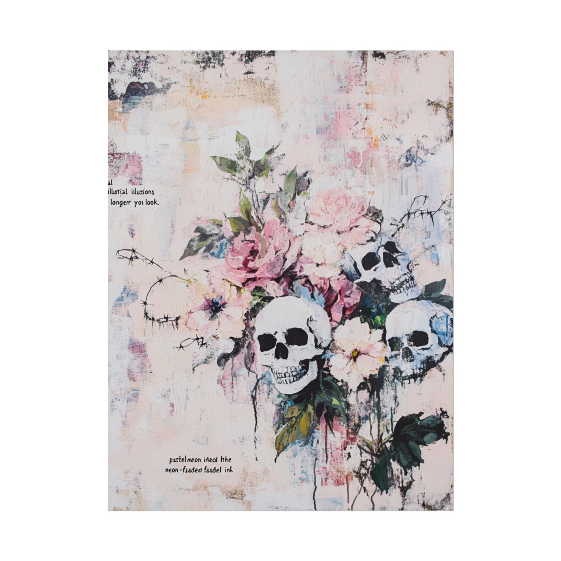 Floral Skull Art Poster, Vintage Wall Decor, Gothic Home Aesthetic, Unique Artwork, Boho Room Styling, Gift for Art Lovers