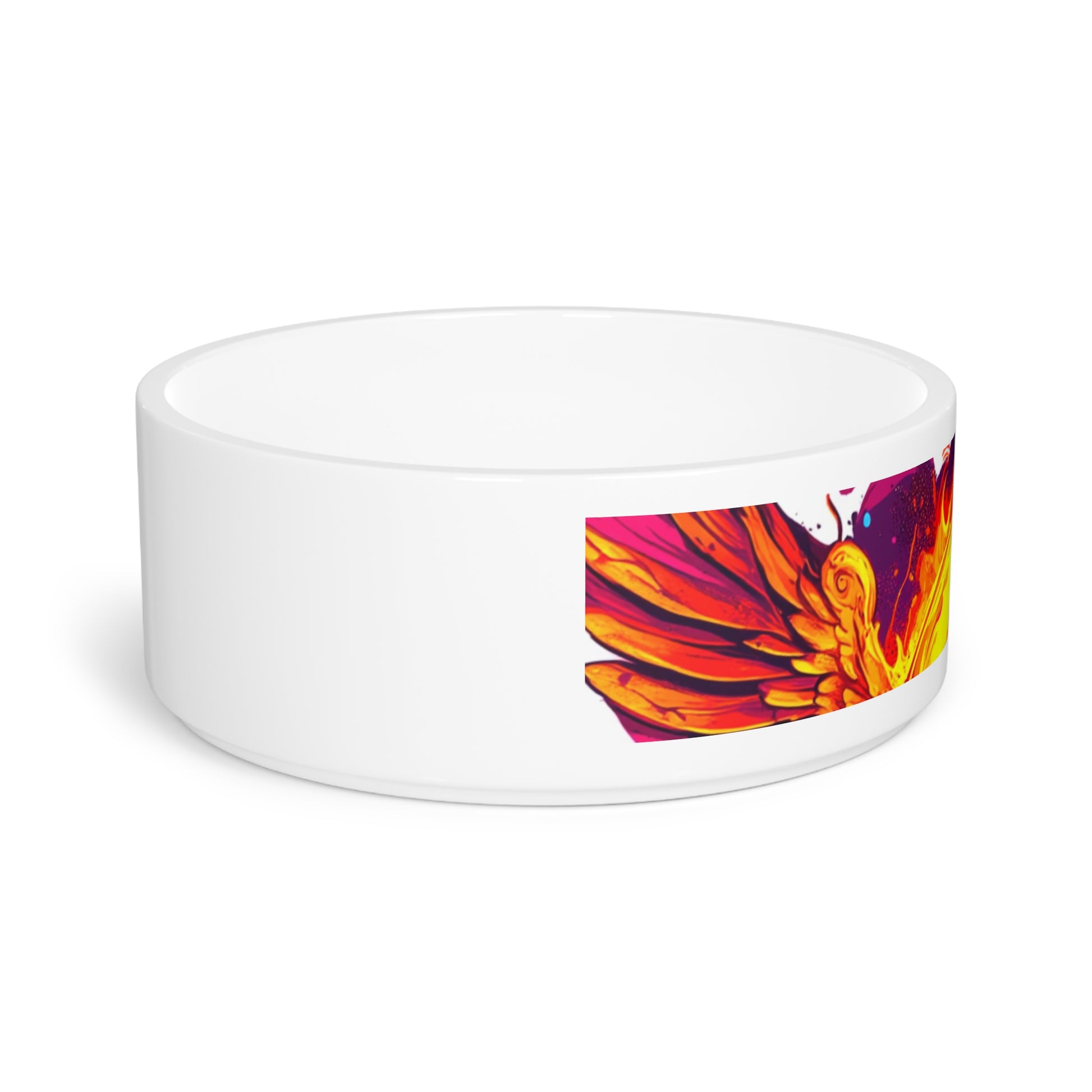 Fiery Phoenix Pet Bowl | Unique Dog Bowl, Cat Bowl, Custom Pet Dish for Pet Lovers, Decorative Feeding Bowl, Colorful Pet Accessories