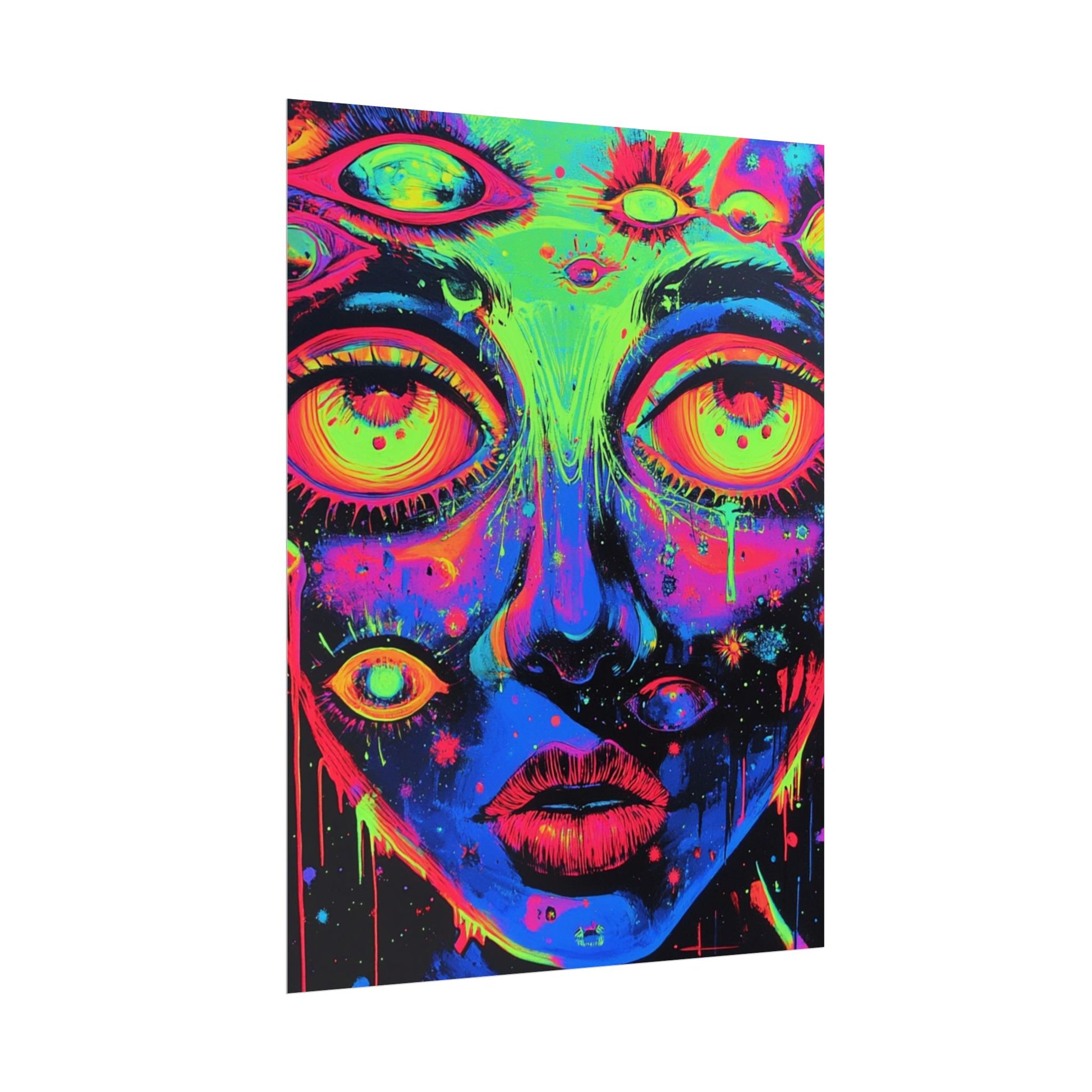 Vibrant Neon Art Poster, Psychedelic Wall Decor, Colorful Home Accent, Unique Gift for Art Lovers, Festival Decor, Boho Wall Art