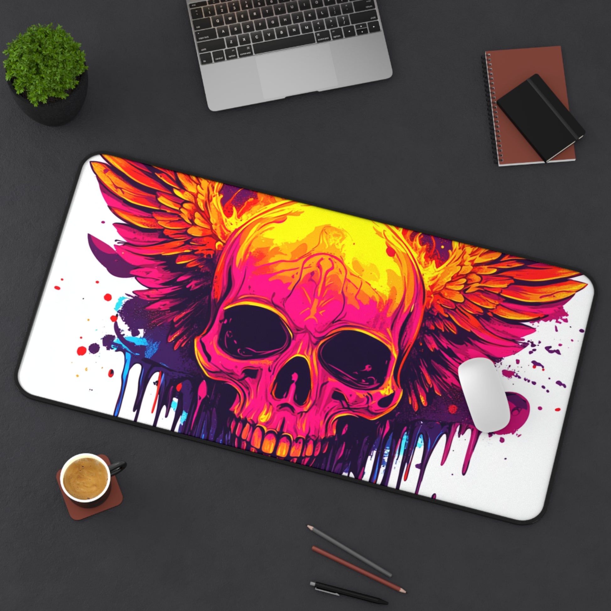 Vibrant Skull Design Desk Mat for Gamers, Office Decor, Unique Gift, Artistic Workspace