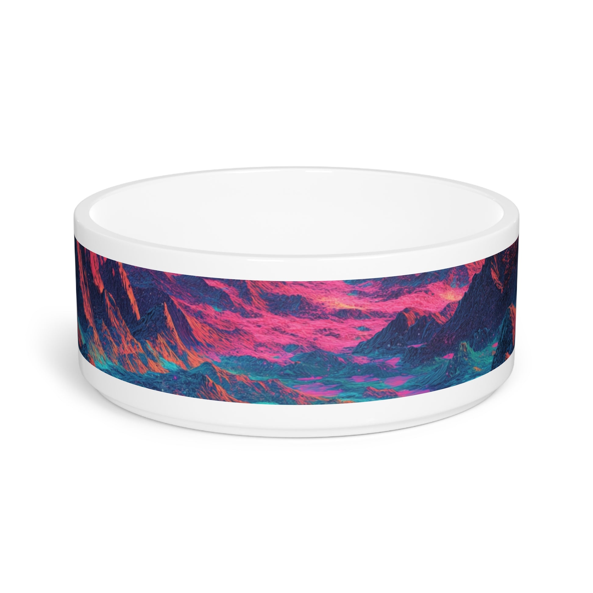 Vibrant Mountain Pet Bowl, Artistic Dog Bowl, Cat Food Dish, Colorful Pet Dish, Unique Pet Supplies, Gift for Pet Lovers