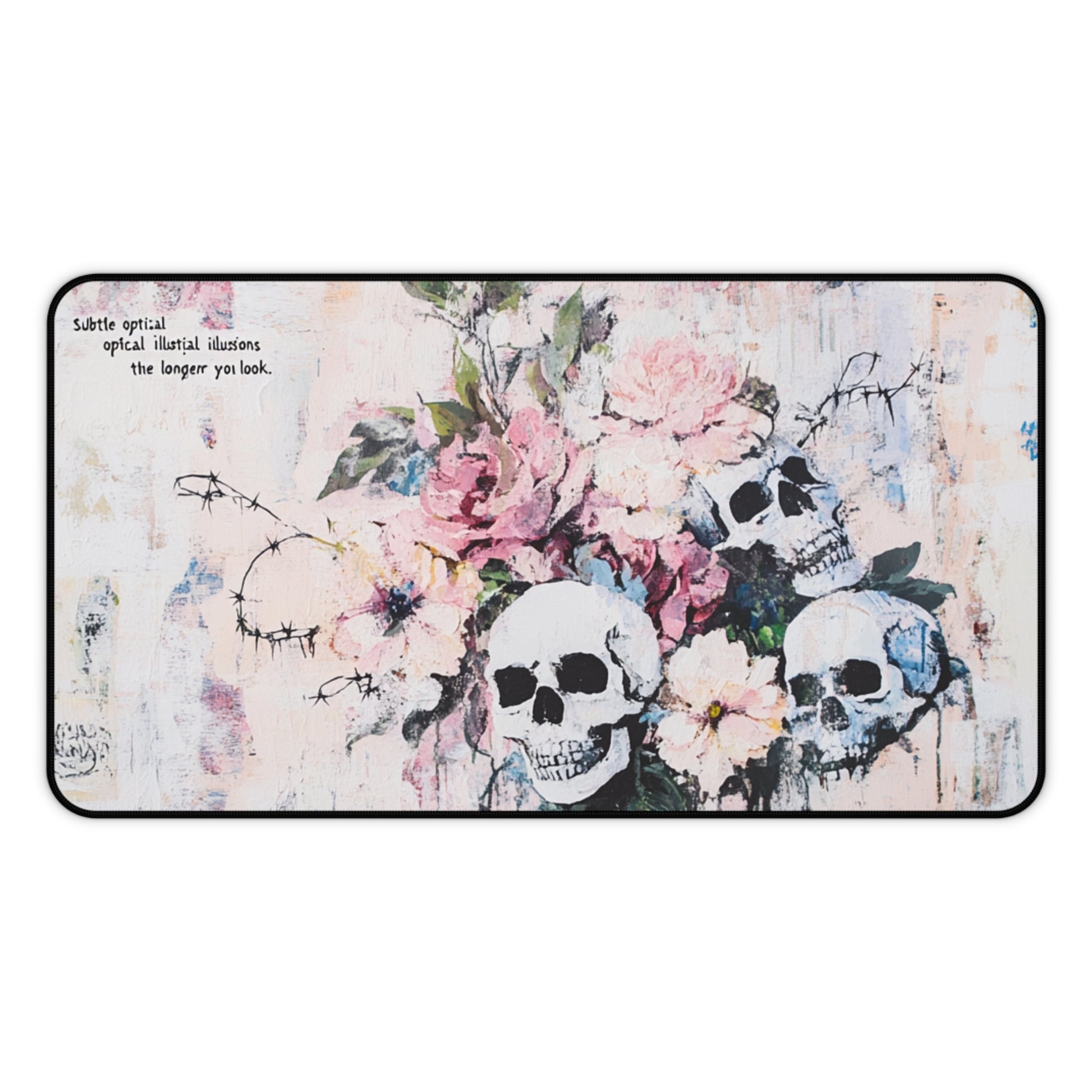 Elegant Floral Skull Desk Mat, Stylish Office Decor, Unique Mouse Pad, Gamer's Essential, Gift for Halloween, Home Office Accessory