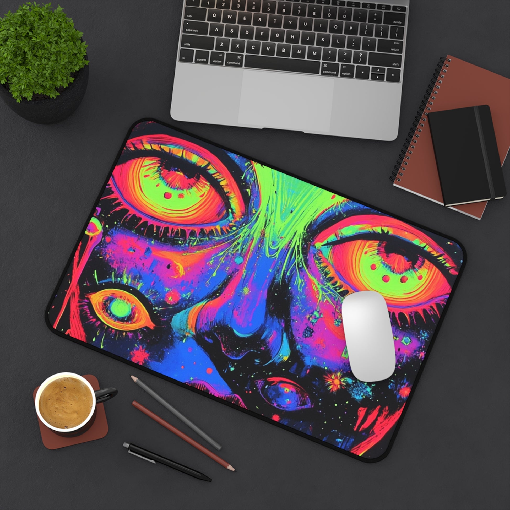 Psychedelic Art Desk Mat, Colorful Office Decor, Gaming Mouse Pad, Unique Gift for Artists, Vibrant Home Workspace