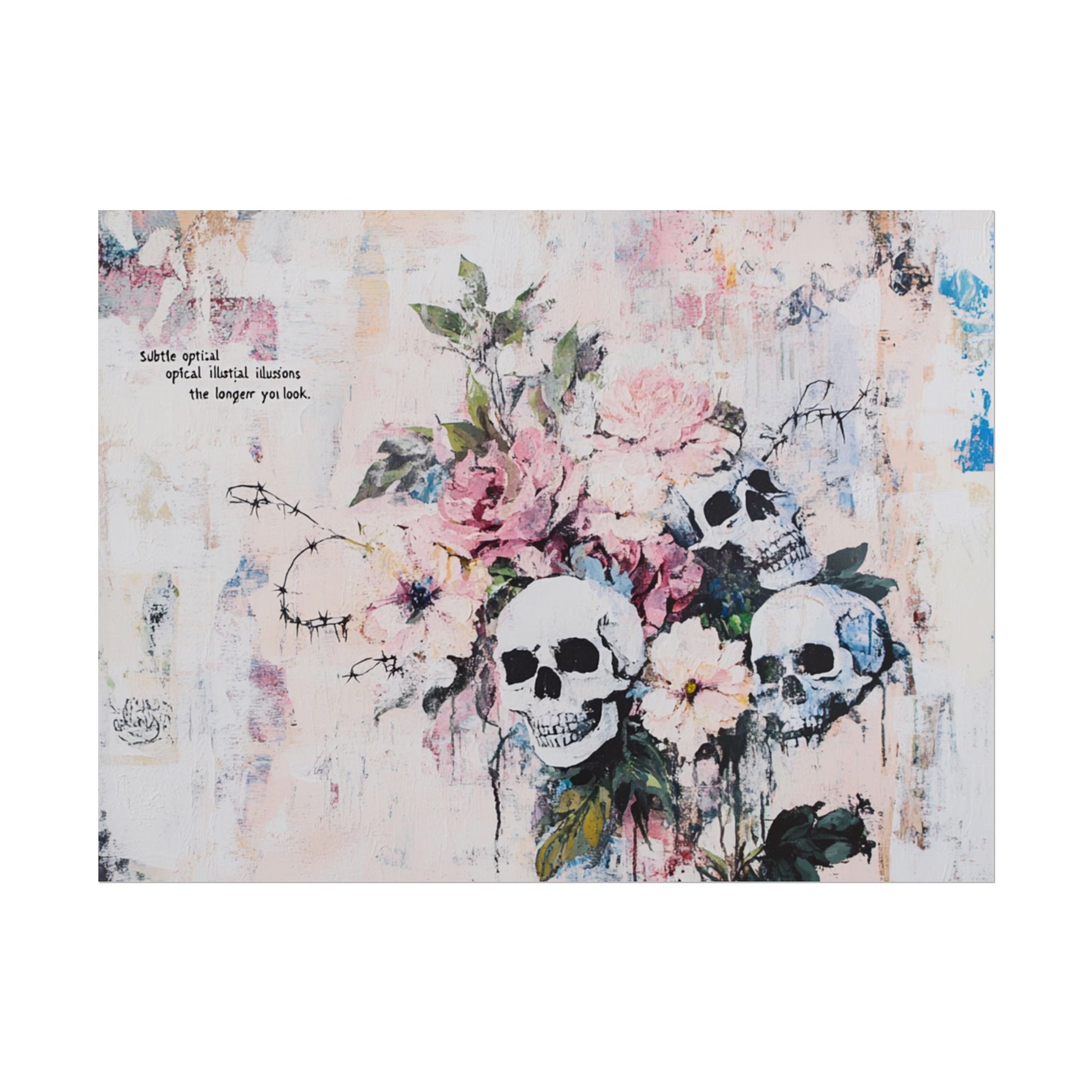 Floral Skull Art Poster, Vintage Wall Decor, Gothic Home Aesthetic, Unique Artwork, Boho Room Styling, Gift for Art Lovers