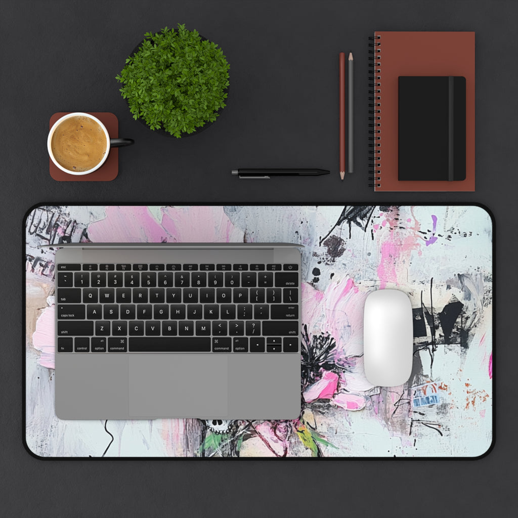 Floral Skull Desk Mat | Aesthetic Office Decor, Gaming Mouse Pad, Unique Gift for Artists, Creative Workspace, Inspirational Table Mat