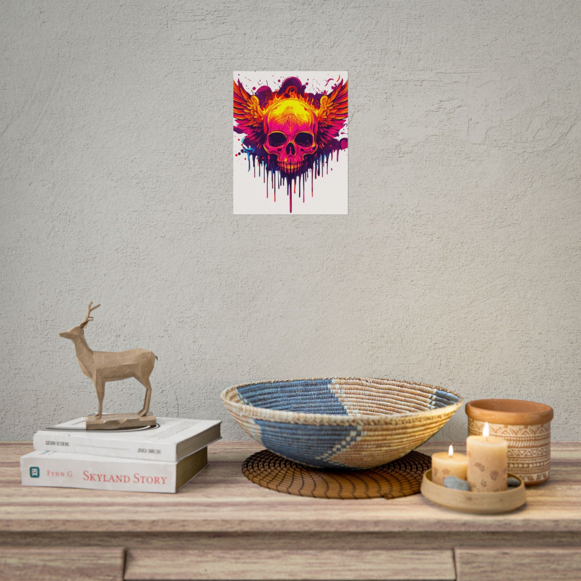Vibrant Skull Art Print - Bohemian Home Decor, Wall Art, Gift for Rock Lovers, Festival Decor, Unique Artwork