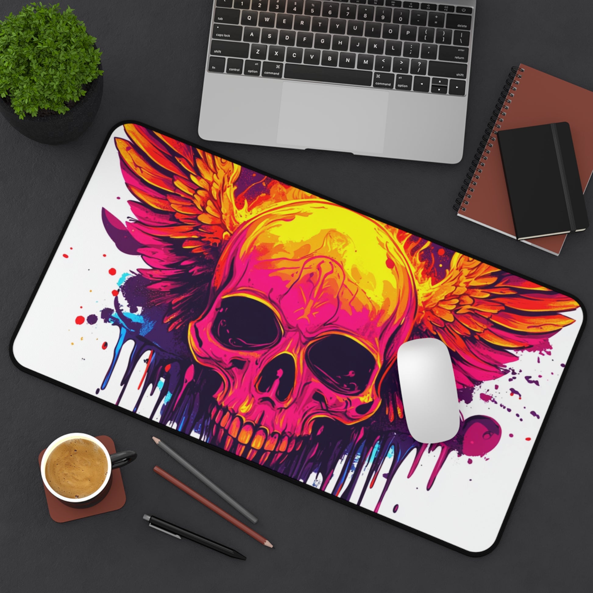 Vibrant Skull Design Desk Mat for Gamers, Office Decor, Unique Gift, Artistic Workspace