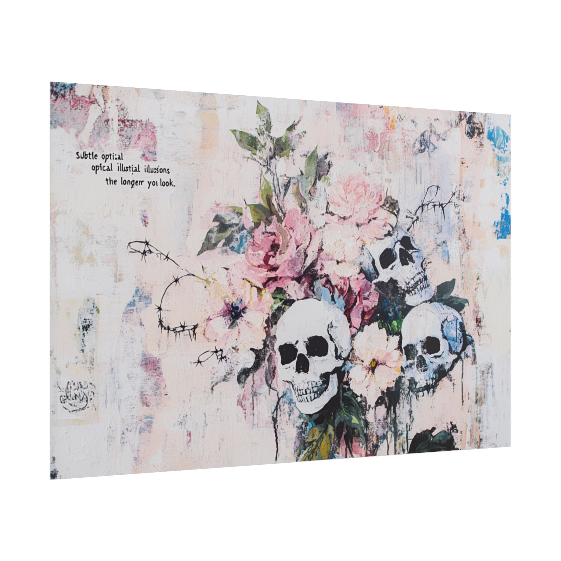 Floral Skull Art Poster, Vintage Wall Decor, Gothic Home Aesthetic, Unique Artwork, Boho Room Styling, Gift for Art Lovers