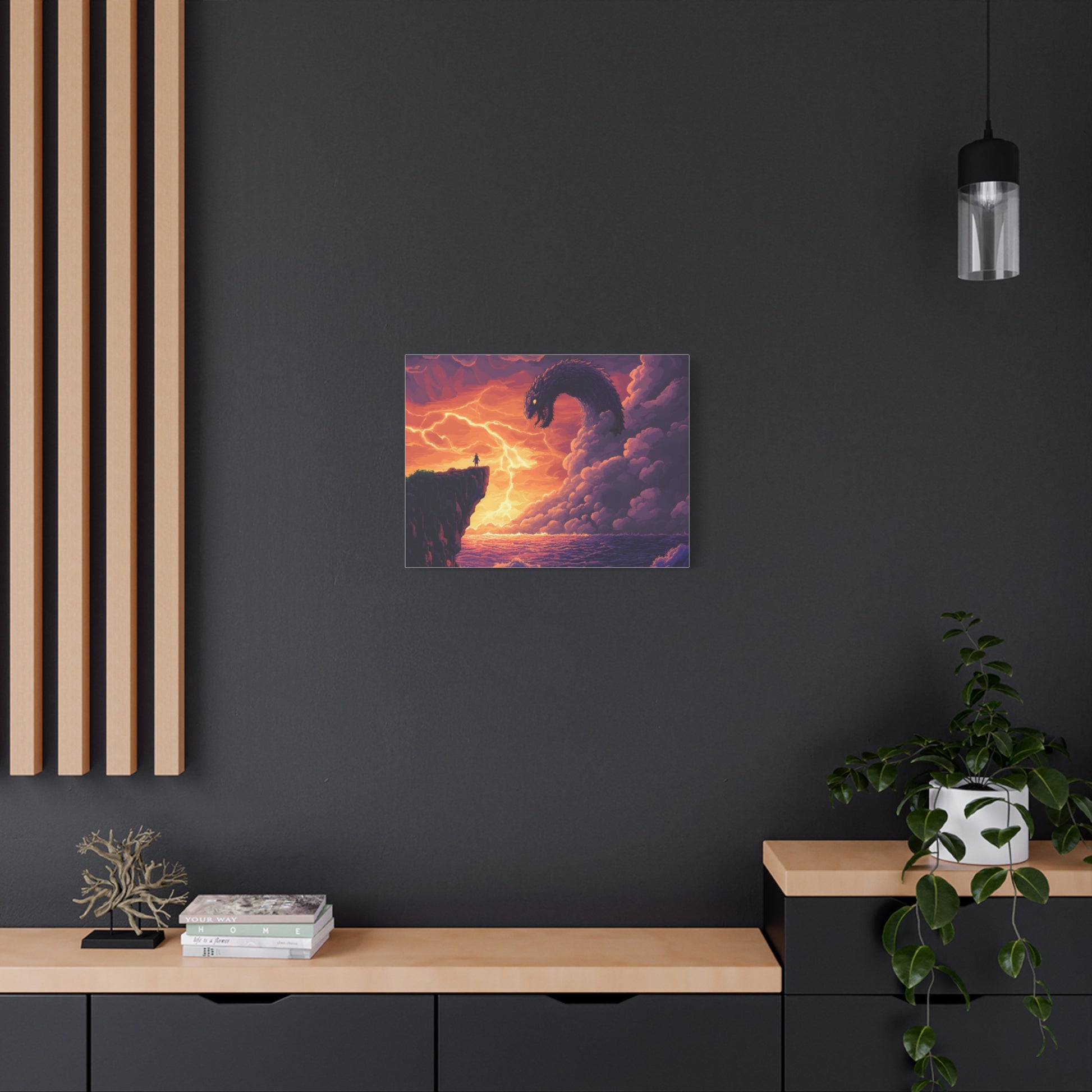 Hero vs Leviathan – 16-Bit Mythical Sea Monster Wall Art canvas