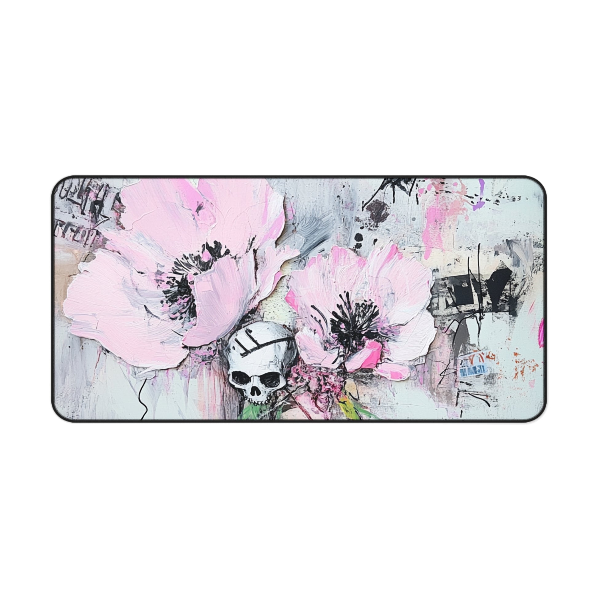 Floral Skull Desk Mat | Aesthetic Office Decor, Gaming Mouse Pad, Unique Gift for Artists, Creative Workspace, Inspirational Table Mat