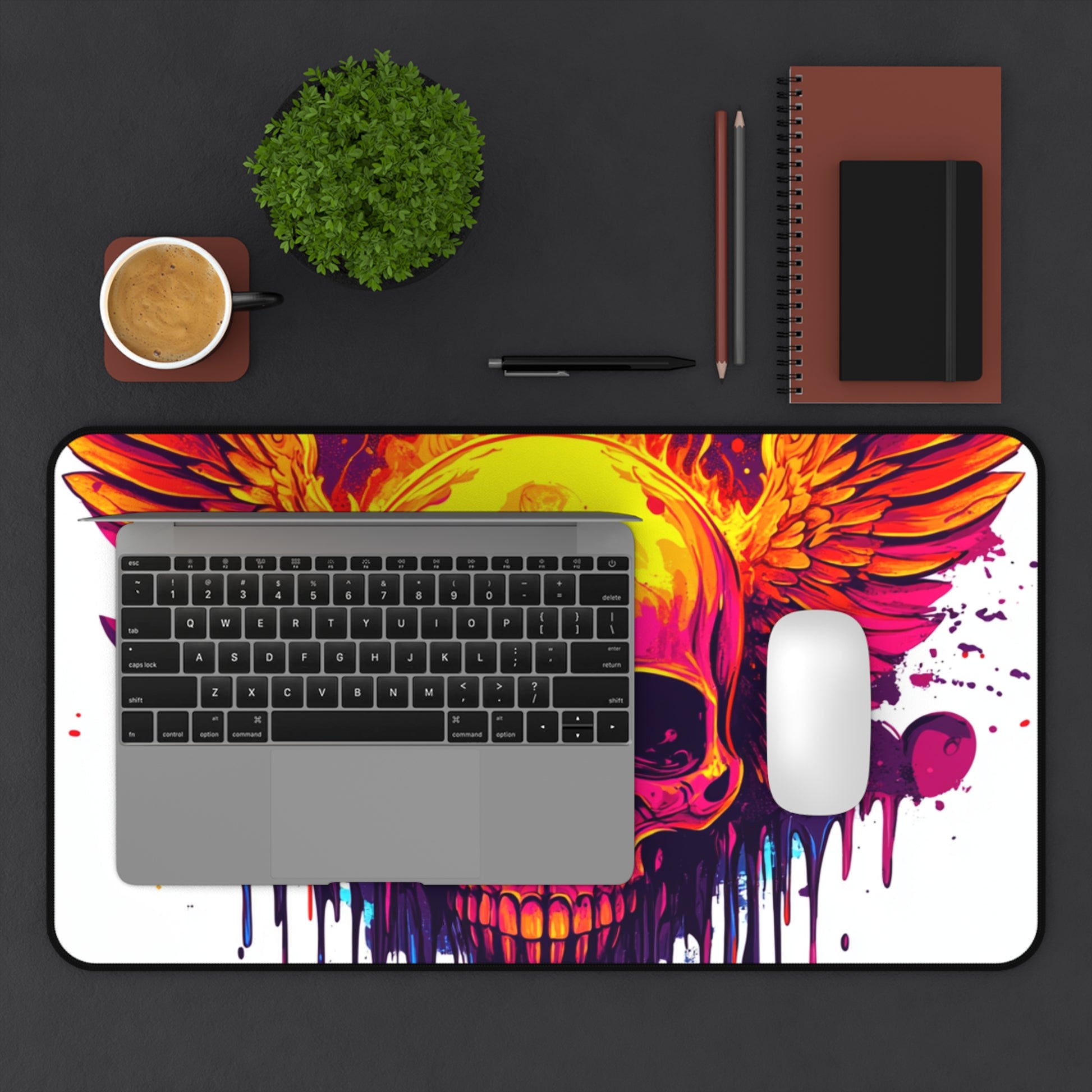 Vibrant Skull Design Desk Mat for Gamers, Office Decor, Unique Gift, Artistic Workspace