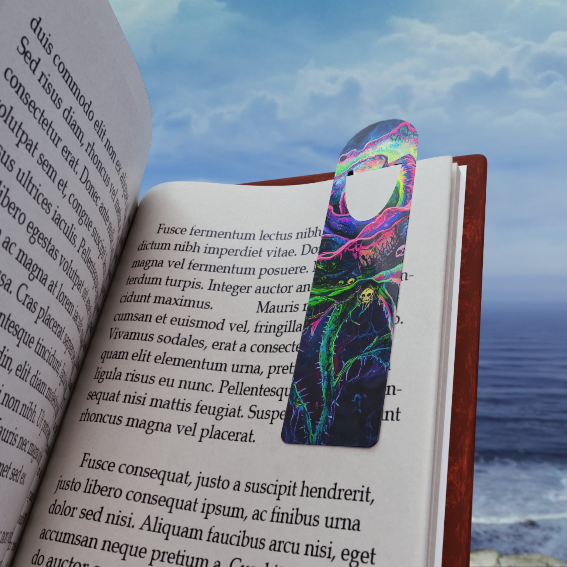 Neon Rose Bookmark - Fantasy Book Lover Gift, Reading Accessory, Colorful Floral Design, Unique Gift for Readers, Bookish Decor