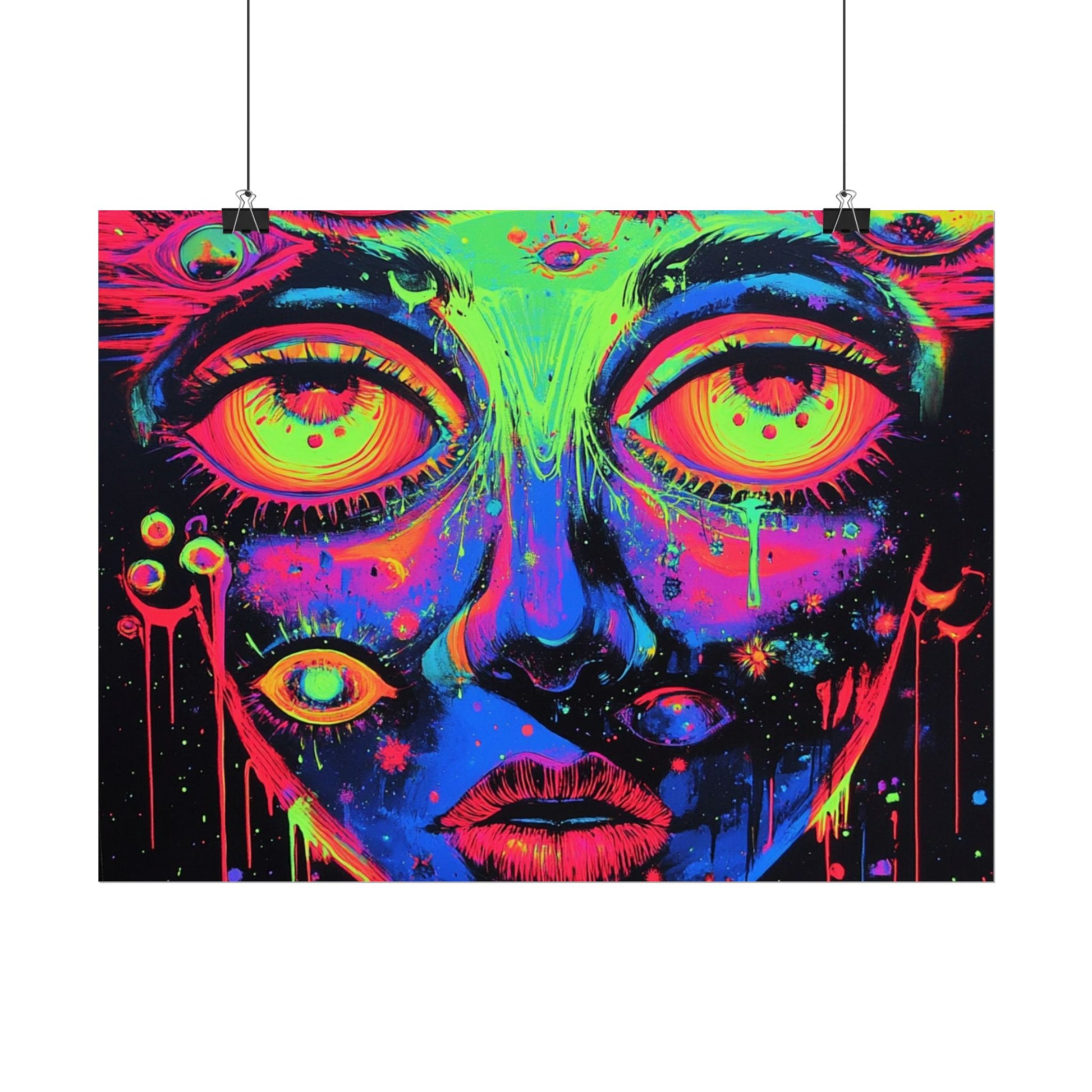 Vibrant Neon Art Poster, Psychedelic Wall Decor, Colorful Home Accent, Unique Gift for Art Lovers, Festival Decor, Boho Wall Art