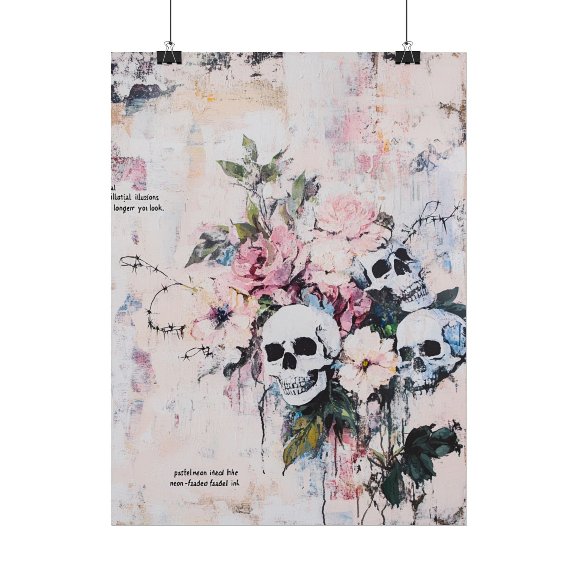 Floral Skull Art Poster, Vintage Wall Decor, Gothic Home Aesthetic, Unique Artwork, Boho Room Styling, Gift for Art Lovers