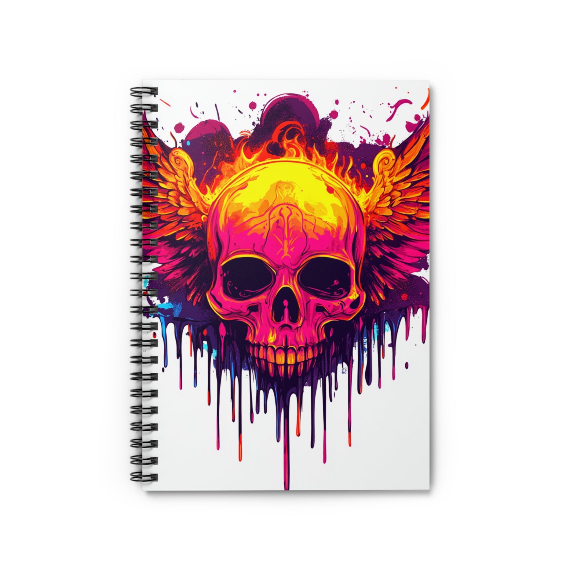 Vibrant Skull Spiral Notebook - Ruled Line, Artistic Journal, Sketchbook, Gift for Artists, Punk Style Notebook, Unique Writing Pad