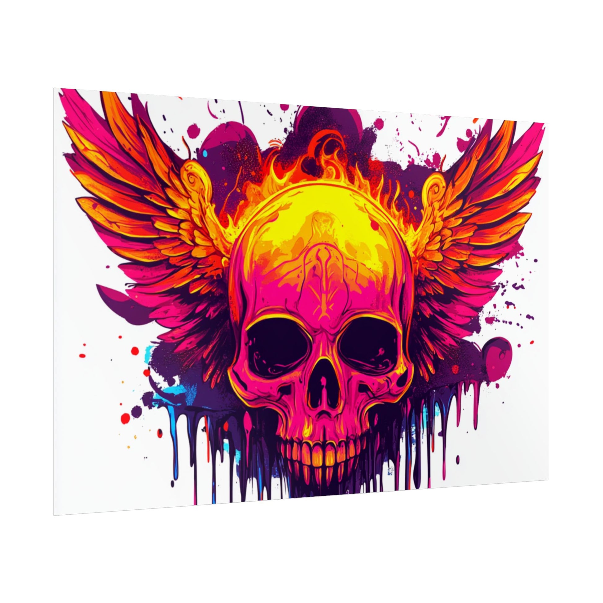 Vibrant Skull Art Print - Bohemian Home Decor, Wall Art, Gift for Rock Lovers, Festival Decor, Unique Artwork