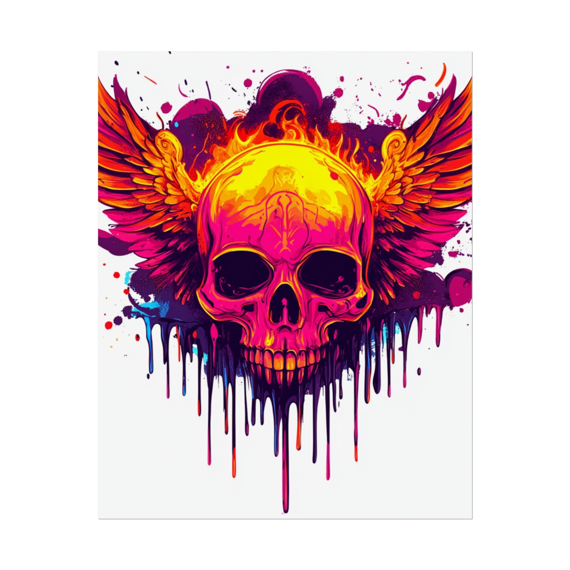 Vibrant Skull Art Print - Bohemian Home Decor, Wall Art, Gift for Rock Lovers, Festival Decor, Unique Artwork
