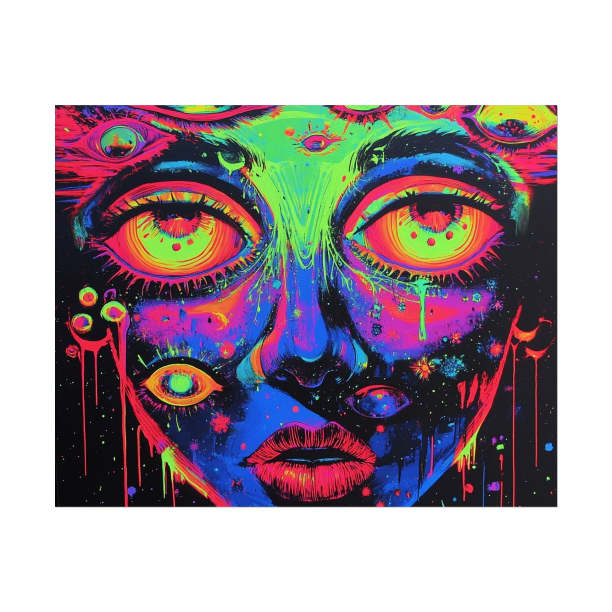 Vibrant Neon Art Poster, Psychedelic Wall Decor, Colorful Home Accent, Unique Gift for Art Lovers, Festival Decor, Boho Wall Art