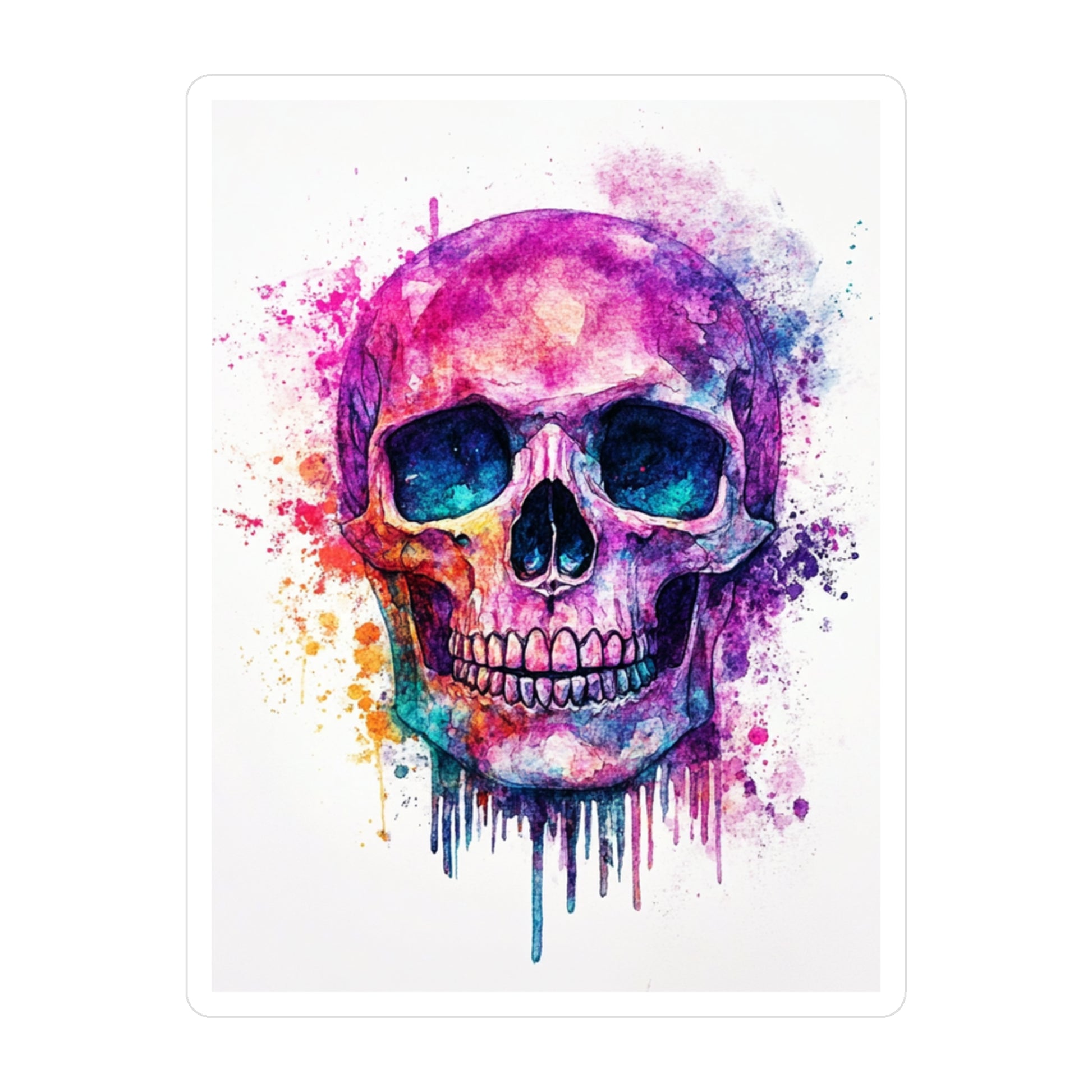 Colorful Skull Vinyl Decal, Artistic Wall Sticker, Gothic Decor, Halloween Decoration, Unique Home Accent