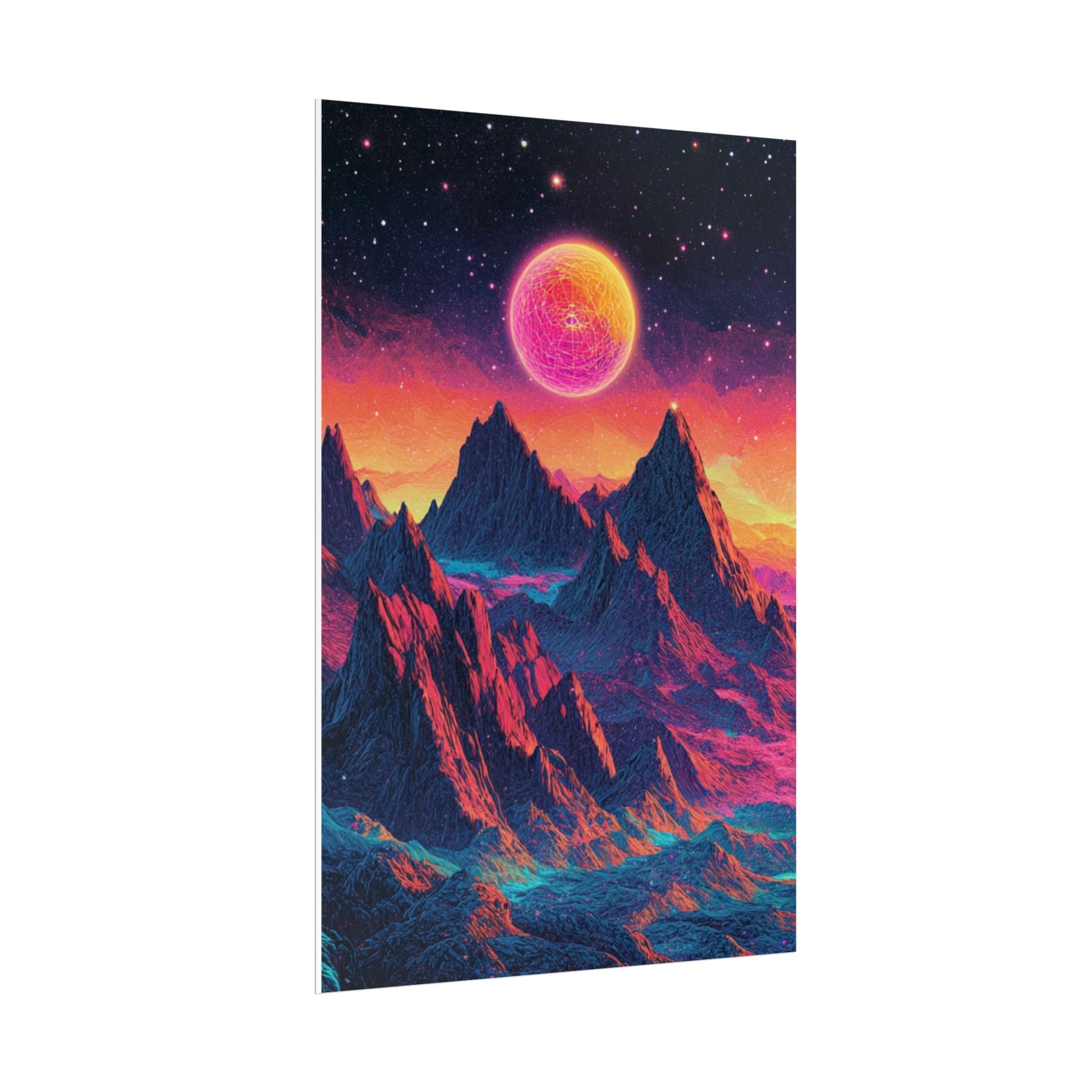Vibrant Art Print Poster, Cosmic Mountain Wall Decor, Psychedelic Space Art, Colorful Home Decoration, Gift for Nature Lovers