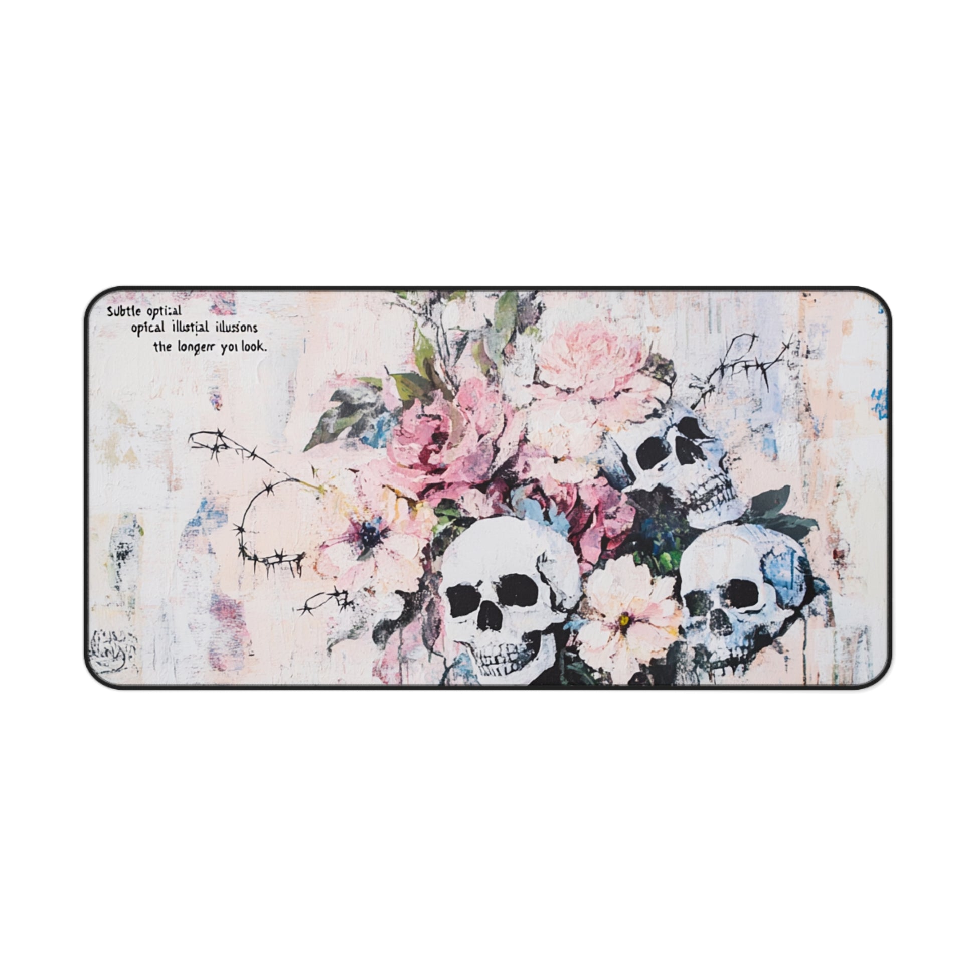 Elegant Floral Skull Desk Mat, Stylish Office Decor, Unique Mouse Pad, Gamer's Essential, Gift for Halloween, Home Office Accessory