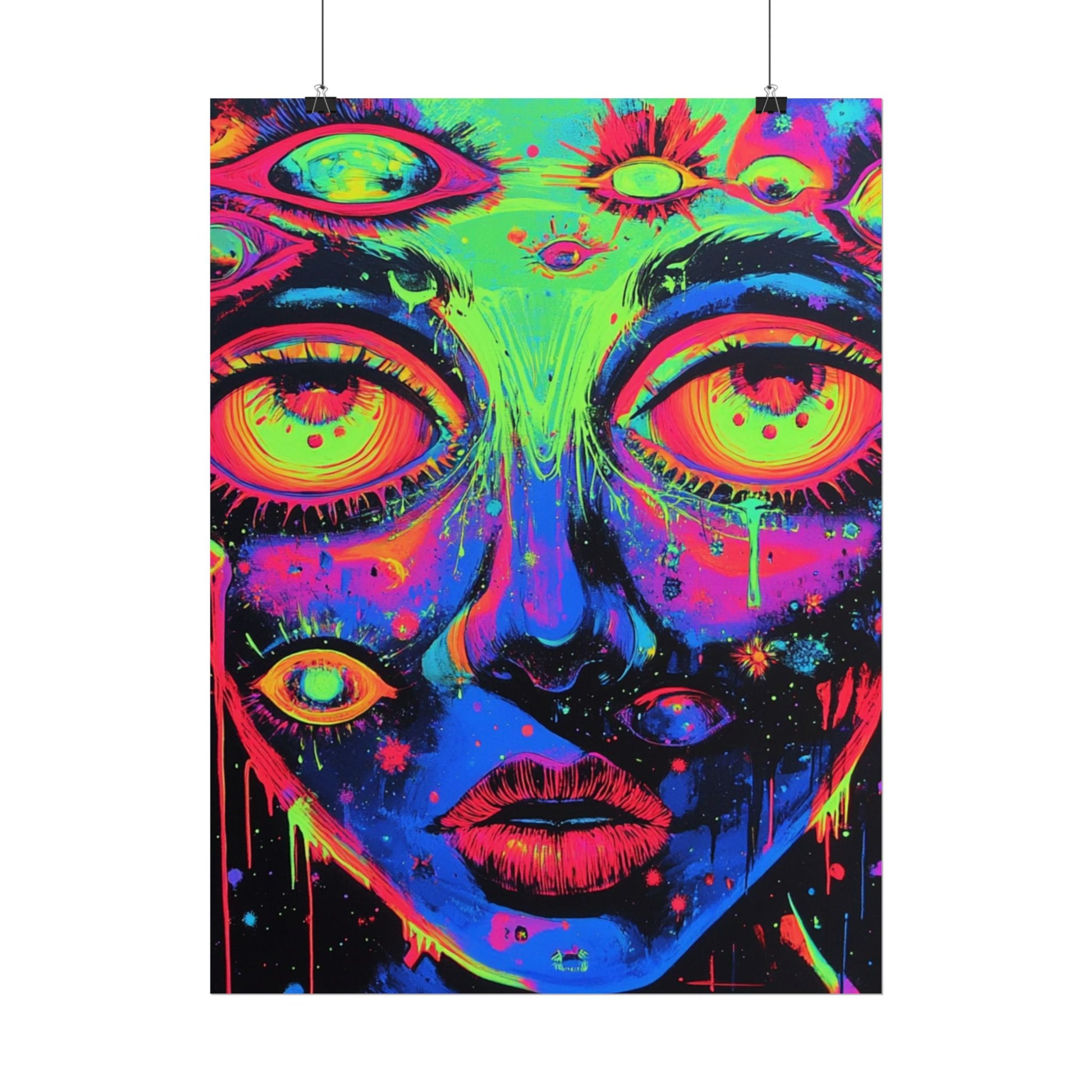 Vibrant Neon Art Poster, Psychedelic Wall Decor, Colorful Home Accent, Unique Gift for Art Lovers, Festival Decor, Boho Wall Art