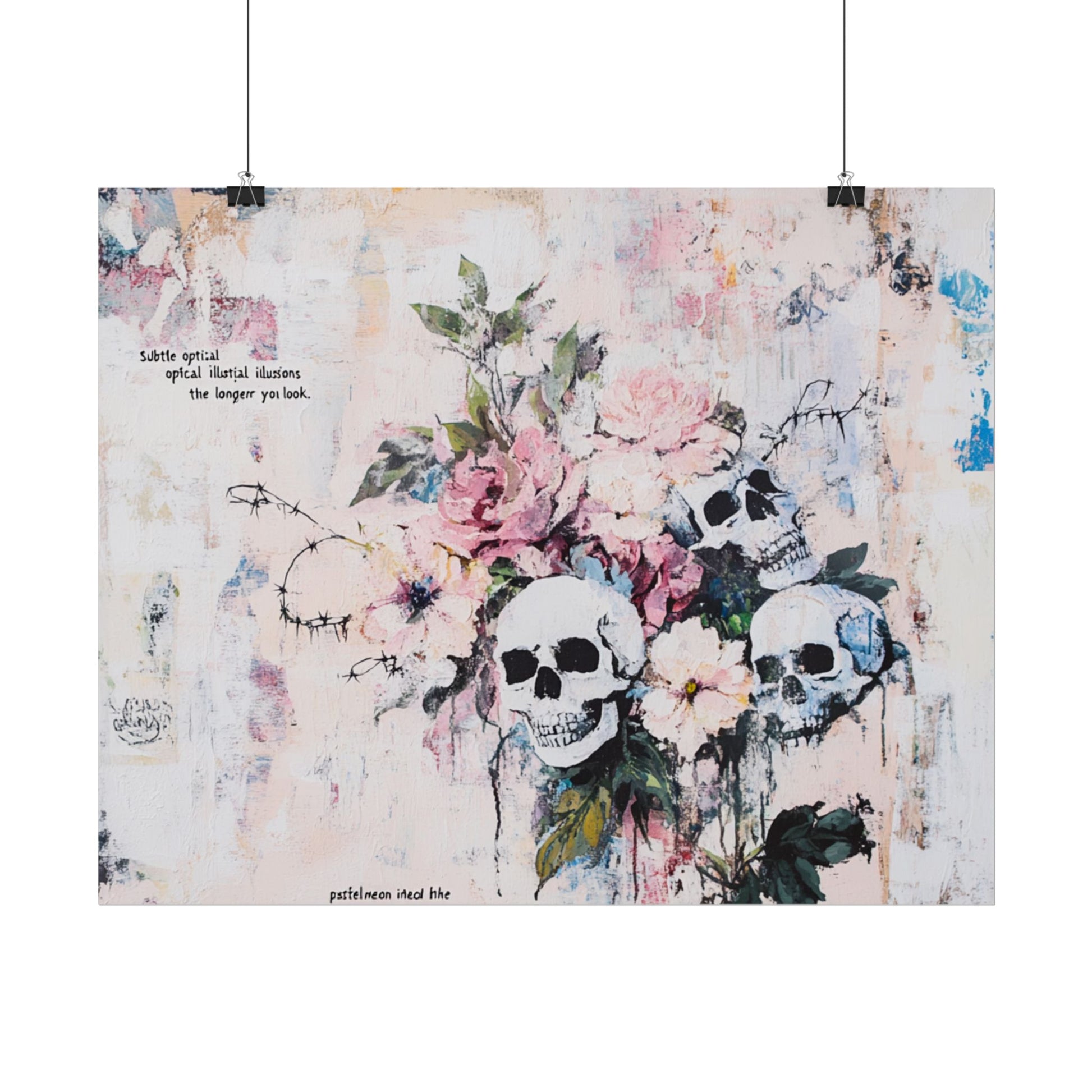 Floral Skull Art Poster, Vintage Wall Decor, Gothic Home Aesthetic, Unique Artwork, Boho Room Styling, Gift for Art Lovers
