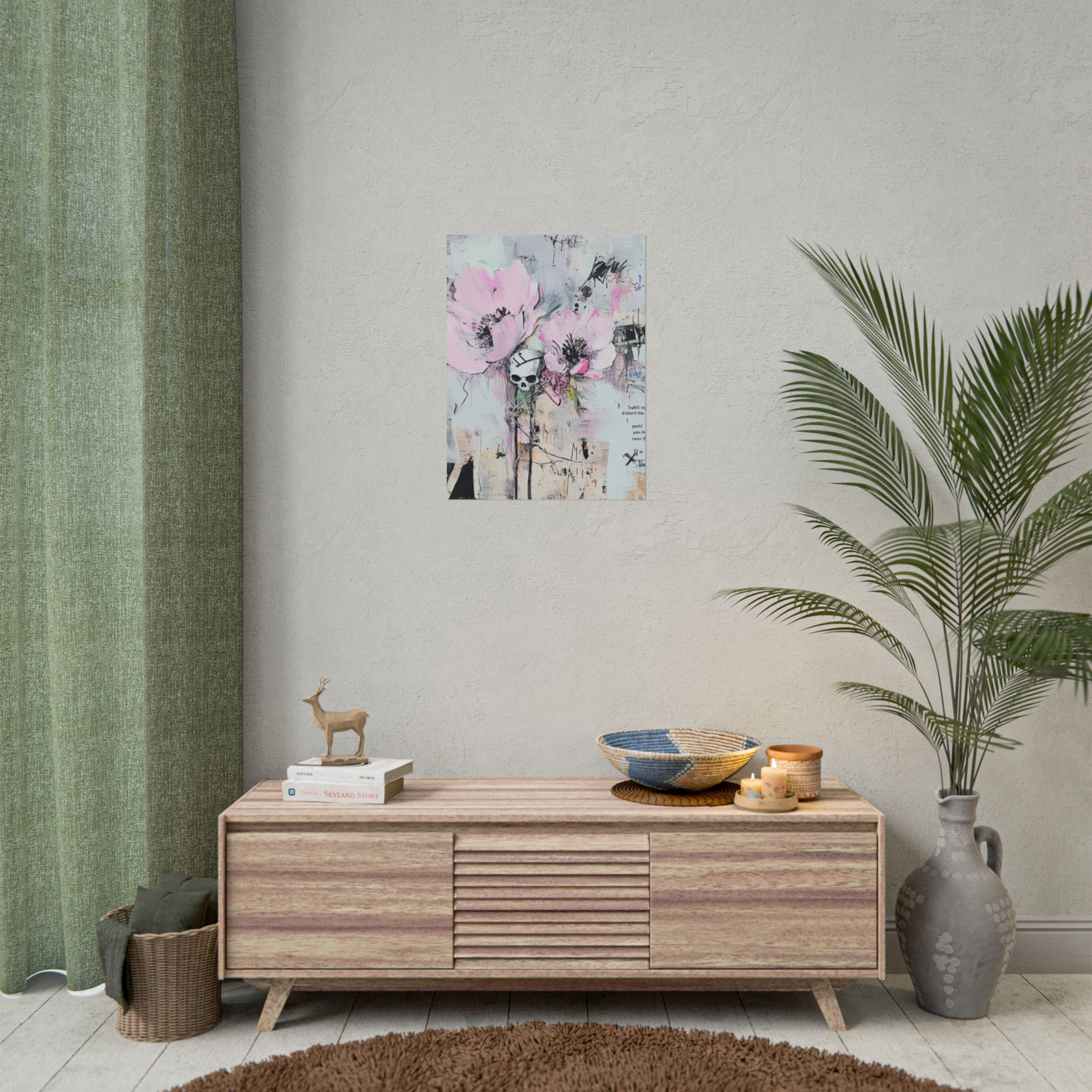 Floral Skull Art Print, Home Decor, Wall Art, Living Room Decor, Gift for Her, Artistic Poster