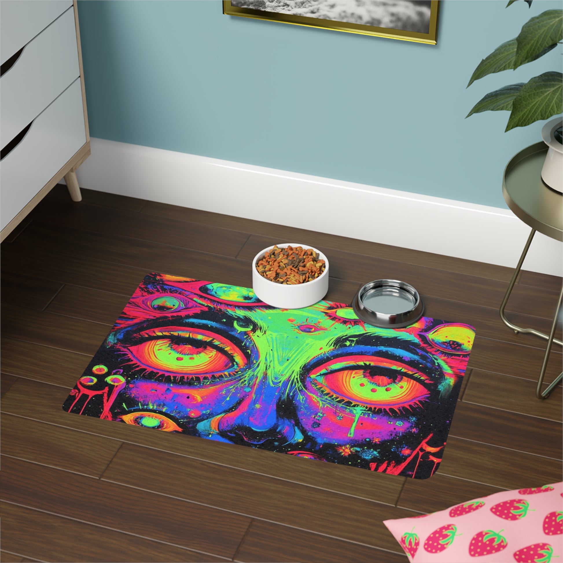 Vibrant Pet Food Mat, Colorful Cat Dog Feeding Mat, Unique Pet Decor, Stylish Animal Dining, Gift for Pet Lovers