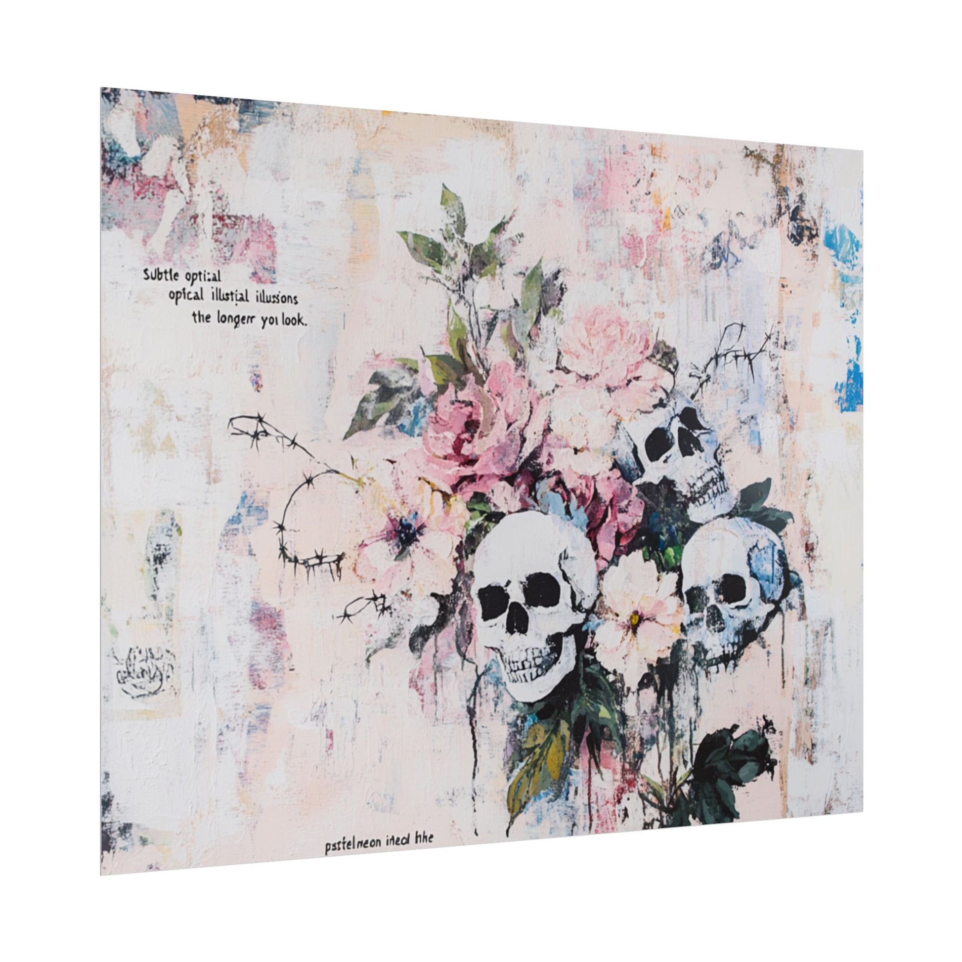 Floral Skull Art Poster, Vintage Wall Decor, Gothic Home Aesthetic, Unique Artwork, Boho Room Styling, Gift for Art Lovers