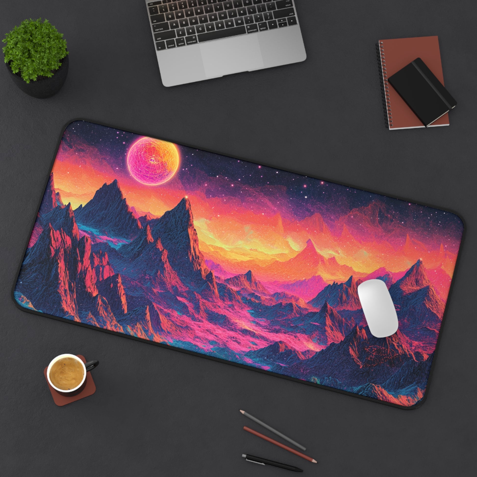 Vibrant Cosmic Desk Mat - Gaming or Office Use, Space Art Mouse Pad, Gift for Tech Lovers, Desk Decor, Unique Workstation Accessory