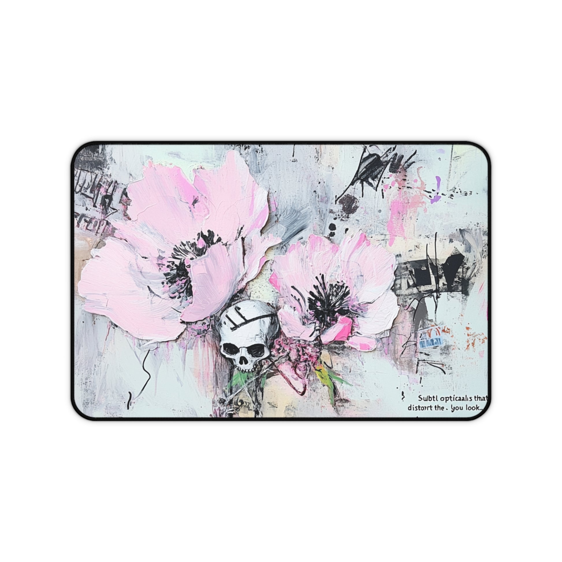 Floral Skull Desk Mat | Aesthetic Office Decor, Gaming Mouse Pad, Unique Gift for Artists, Creative Workspace, Inspirational Table Mat