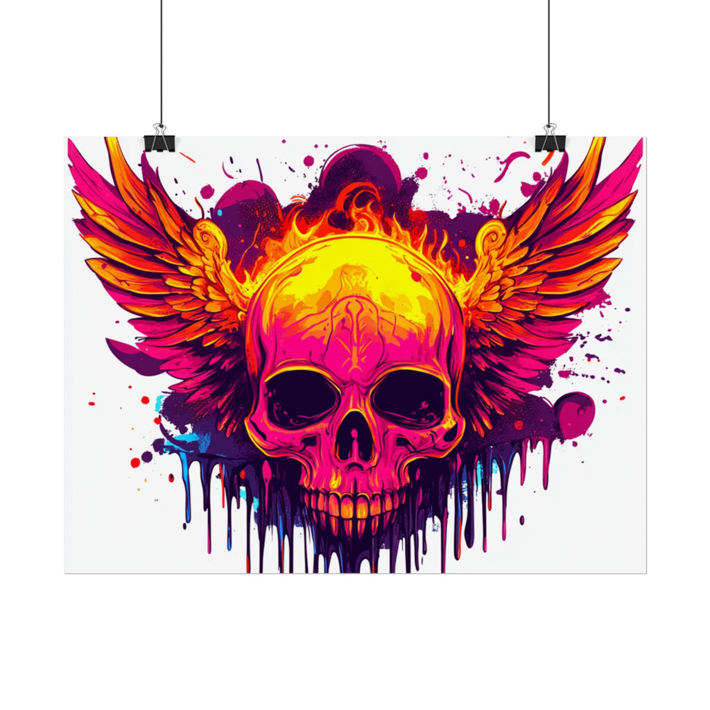 Vibrant Skull Art Print - Bohemian Home Decor, Wall Art, Gift for Rock Lovers, Festival Decor, Unique Artwork