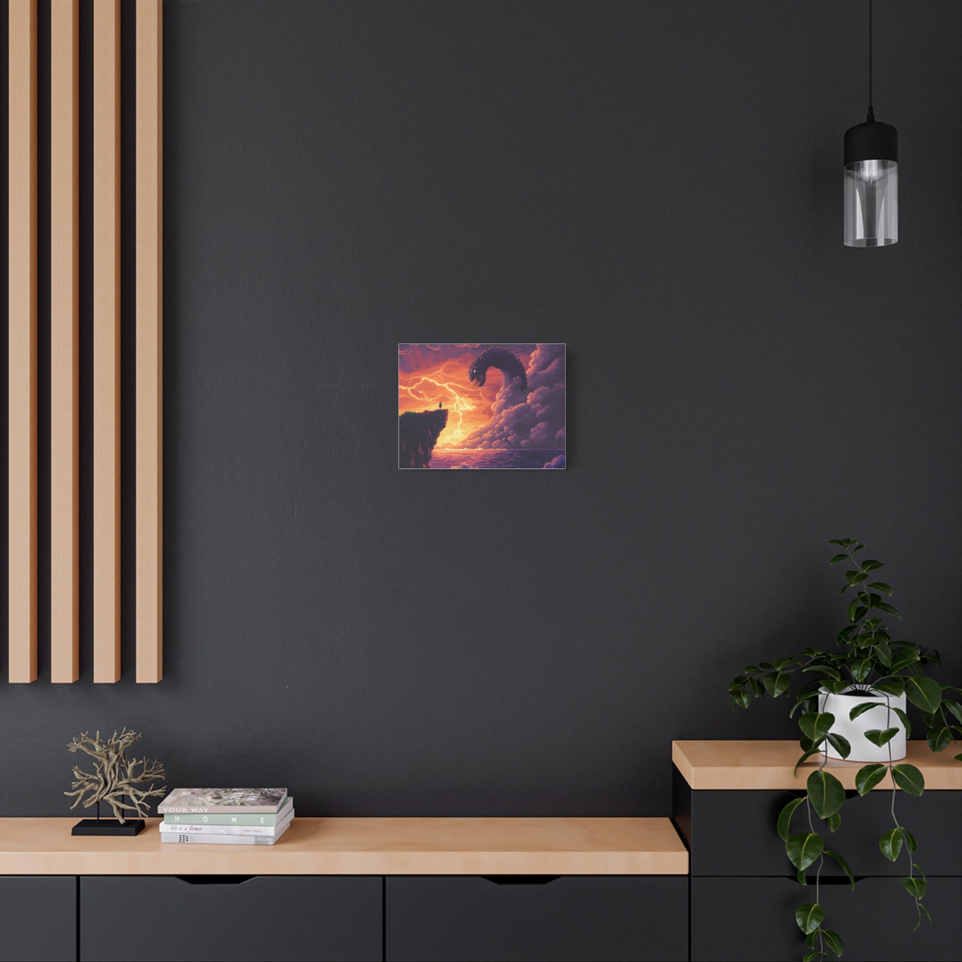 Hero vs Leviathan – 16-Bit Mythical Sea Monster Wall Art canvas