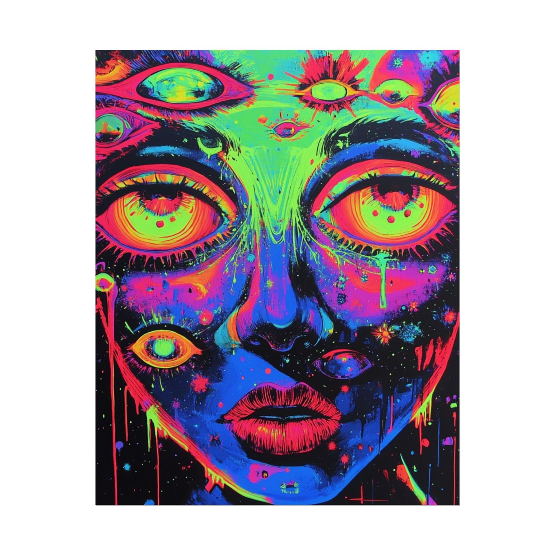 Vibrant Neon Art Poster, Psychedelic Wall Decor, Colorful Home Accent, Unique Gift for Art Lovers, Festival Decor, Boho Wall Art
