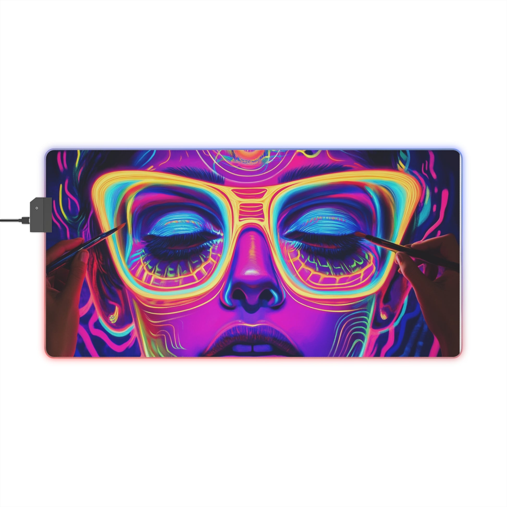 LED Gaming Mouse Pad with Neon Art, RGB Gaming Accessory, Desk Decor for Gamers, Office Gift, Computer Accessories