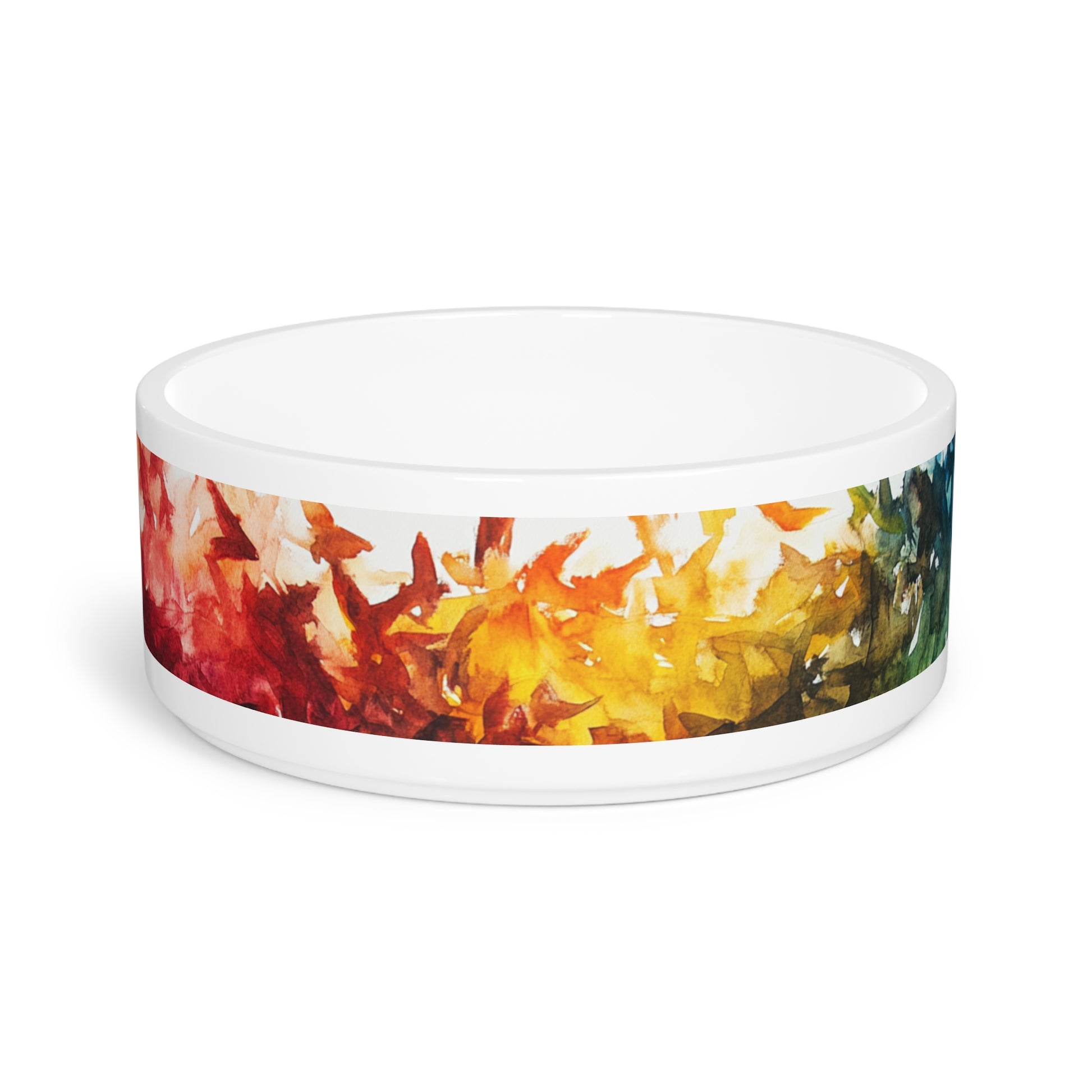 Vibrant Leaf Print Pet Bowl | Stylish Dog Dish, Cat Feeders, Home Decor, Fall Gifts, Pet Supplies