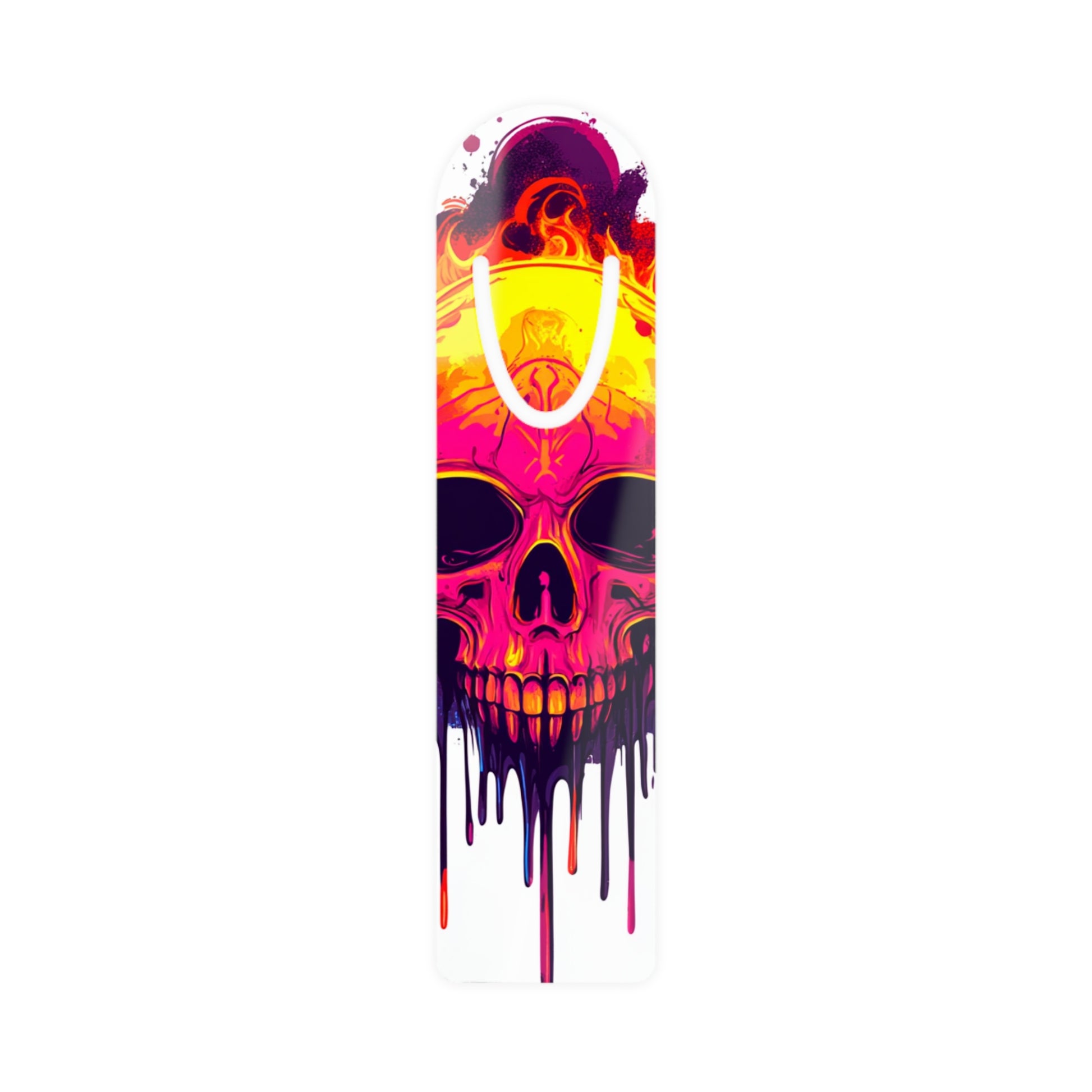 Vibrant Skull Bookmark, Gothic Book Lover Gift, Alternative Reading Accessory, Halloween Decor, Artistic Page Marker