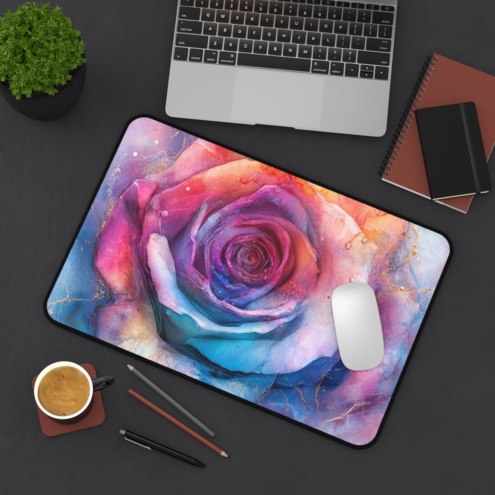 Vibrant Floral Desk Mat, Home Office Décor, Gamer Mouse Pad, Gift for Her, Desk Accessories