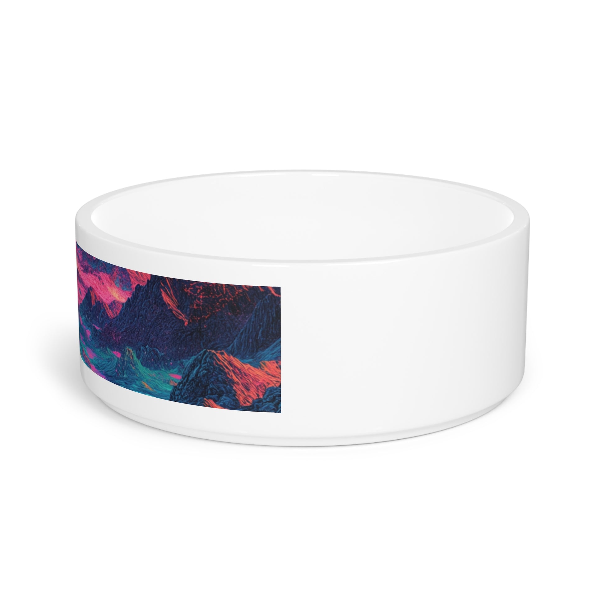 Vibrant Mountain Pet Bowl, Artistic Dog Bowl, Cat Food Dish, Colorful Pet Dish, Unique Pet Supplies, Gift for Pet Lovers