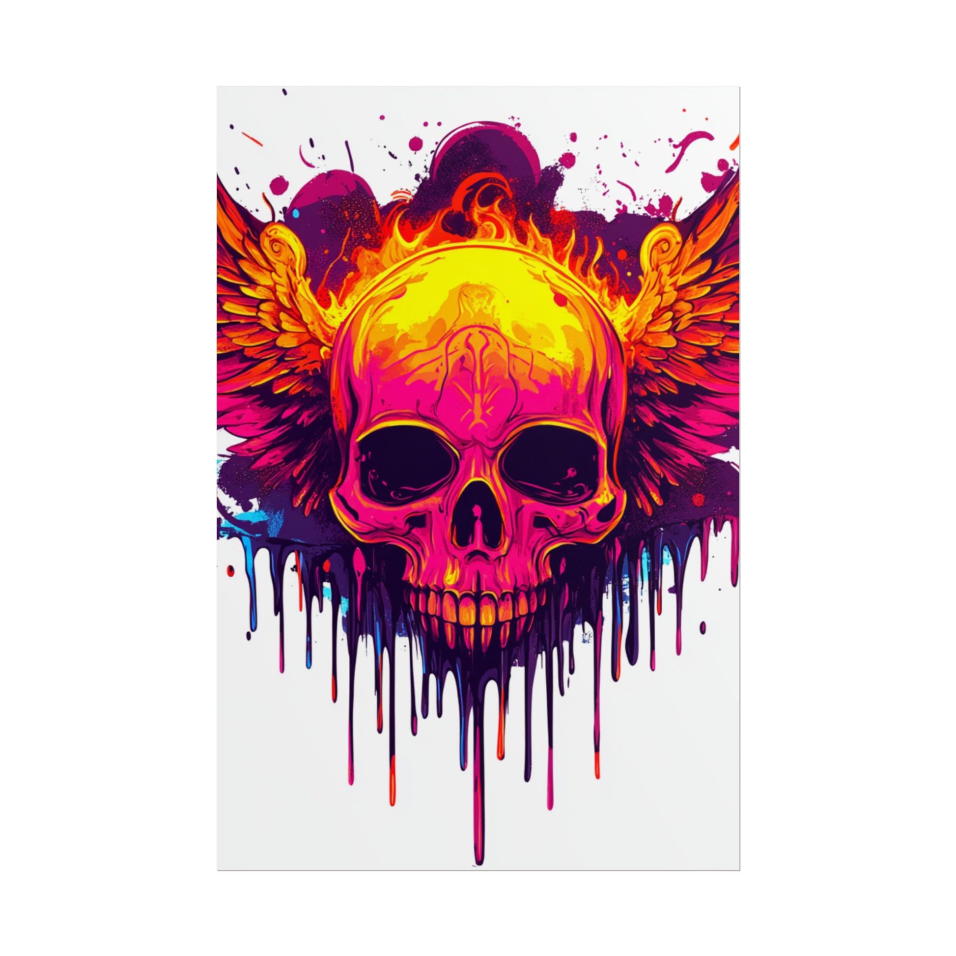 Vibrant Skull Art Print - Bohemian Home Decor, Wall Art, Gift for Rock Lovers, Festival Decor, Unique Artwork