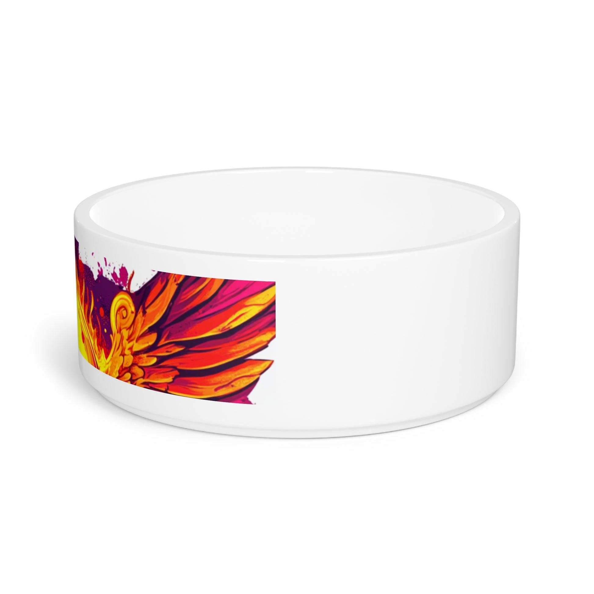 Fiery Phoenix Pet Bowl | Unique Dog Bowl, Cat Bowl, Custom Pet Dish for Pet Lovers, Decorative Feeding Bowl, Colorful Pet Accessories