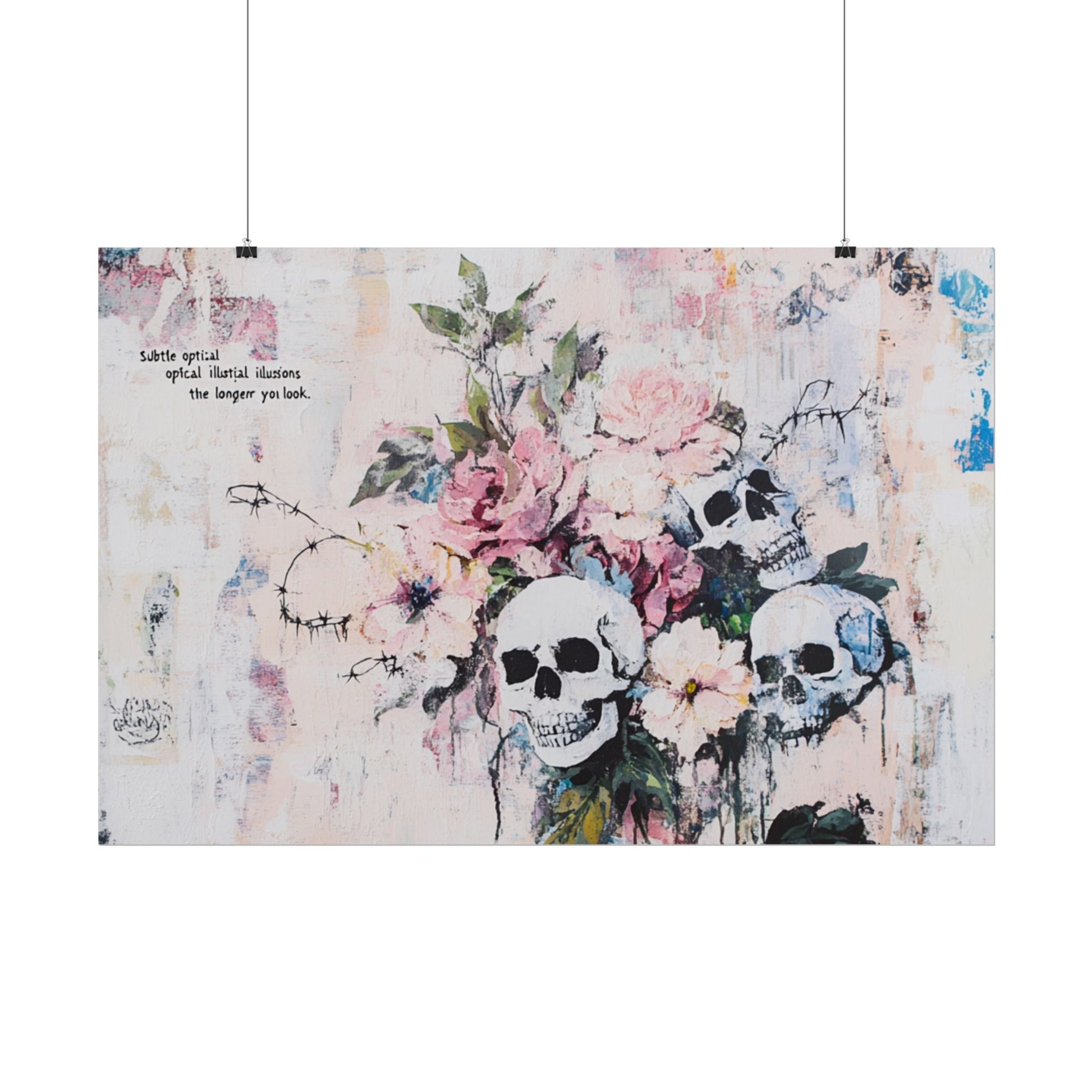 Floral Skull Art Poster, Vintage Wall Decor, Gothic Home Aesthetic, Unique Artwork, Boho Room Styling, Gift for Art Lovers