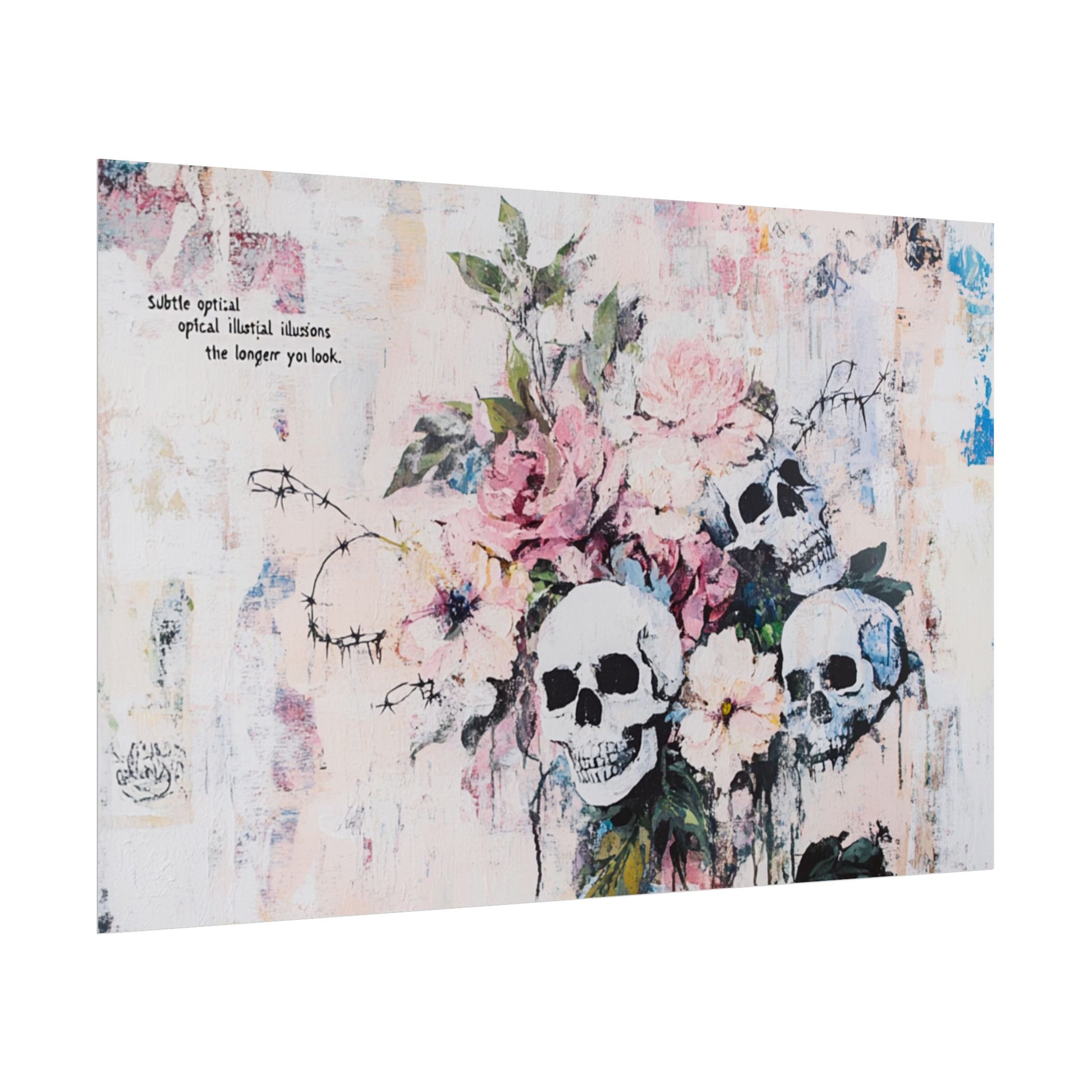 Floral Skull Art Poster, Vintage Wall Decor, Gothic Home Aesthetic, Unique Artwork, Boho Room Styling, Gift for Art Lovers