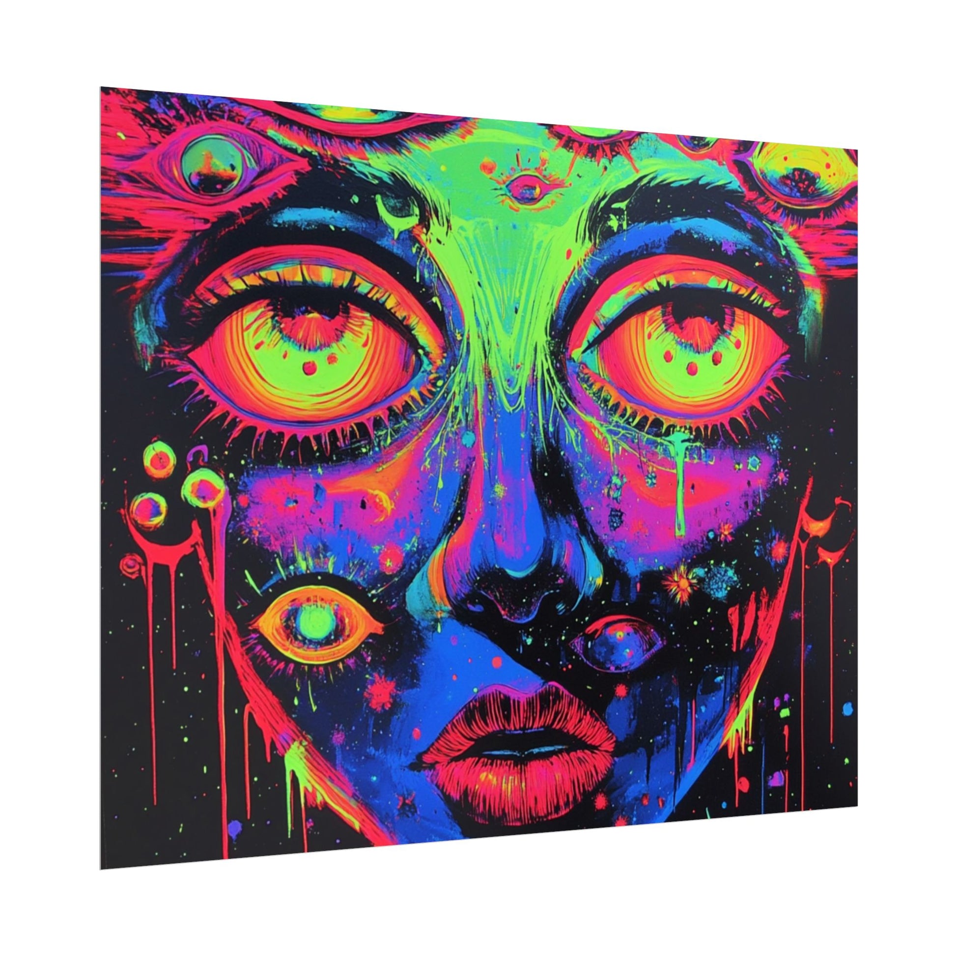Vibrant Neon Art Poster, Psychedelic Wall Decor, Colorful Home Accent, Unique Gift for Art Lovers, Festival Decor, Boho Wall Art