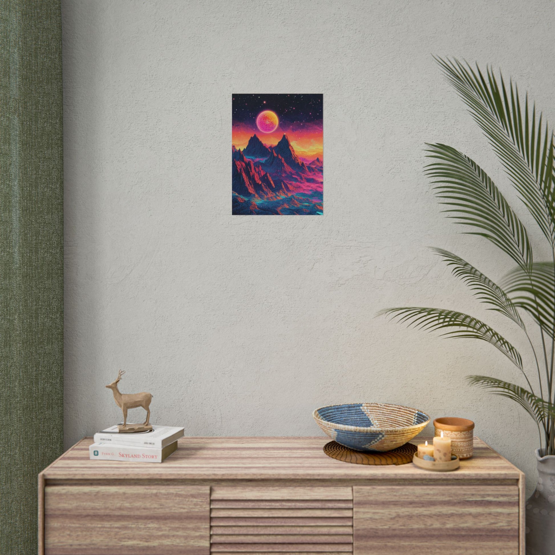 Vibrant Art Print Poster, Cosmic Mountain Wall Decor, Psychedelic Space Art, Colorful Home Decoration, Gift for Nature Lovers