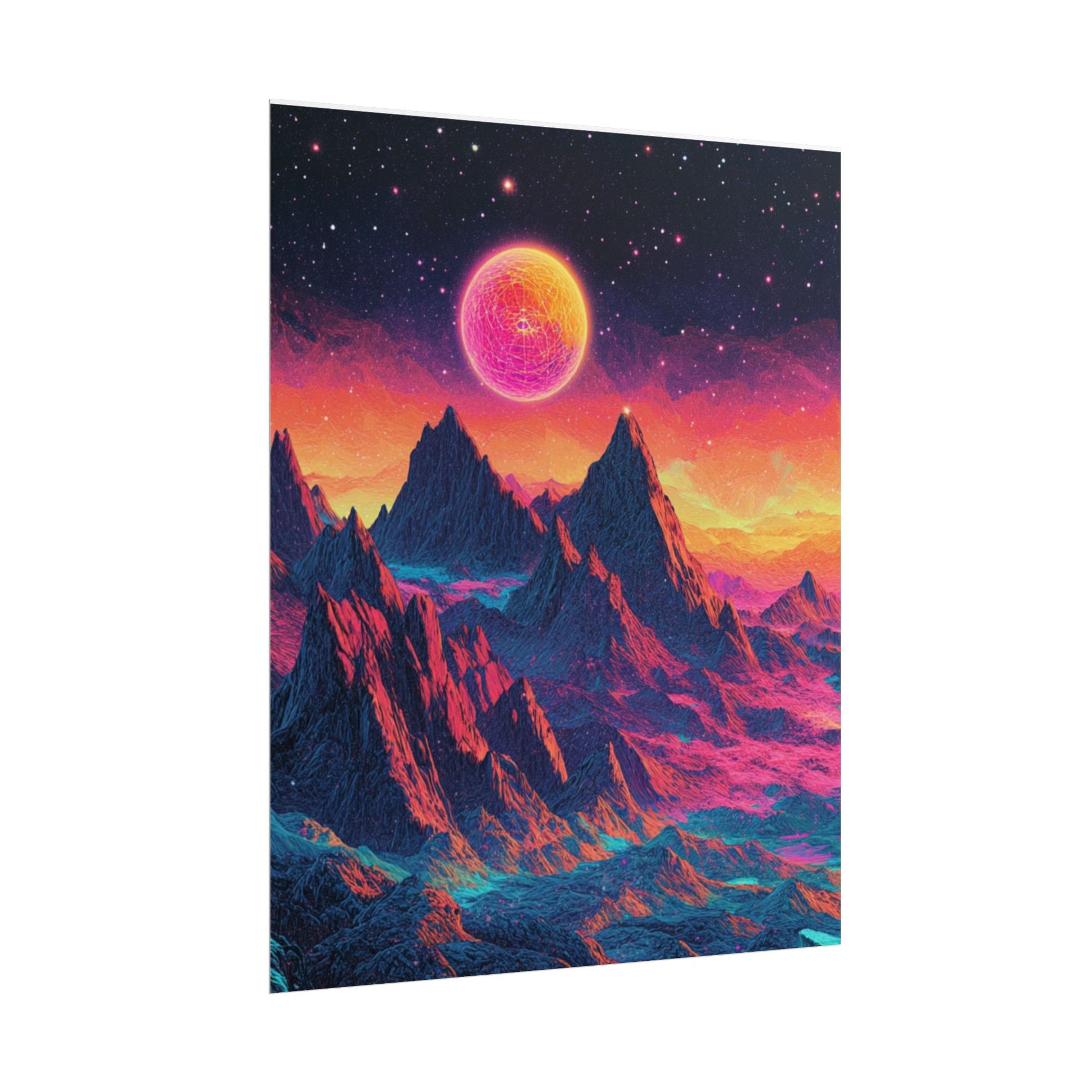 Vibrant Art Print Poster, Cosmic Mountain Wall Decor, Psychedelic Space Art, Colorful Home Decoration, Gift for Nature Lovers