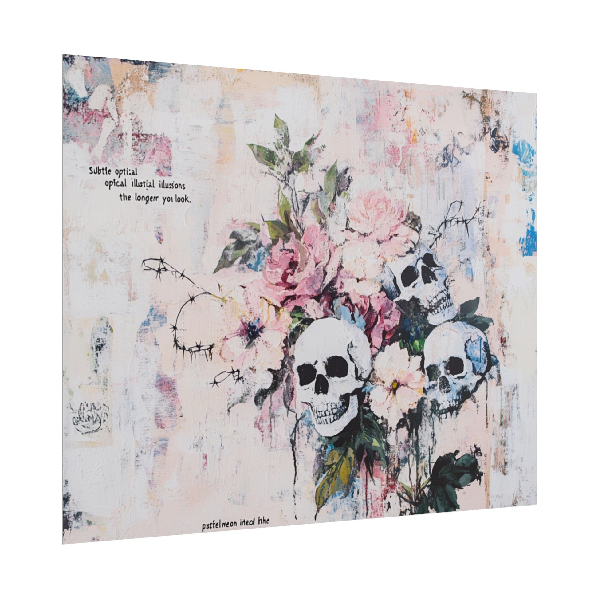 Floral Skull Art Poster, Vintage Wall Decor, Gothic Home Aesthetic, Unique Artwork, Boho Room Styling, Gift for Art Lovers