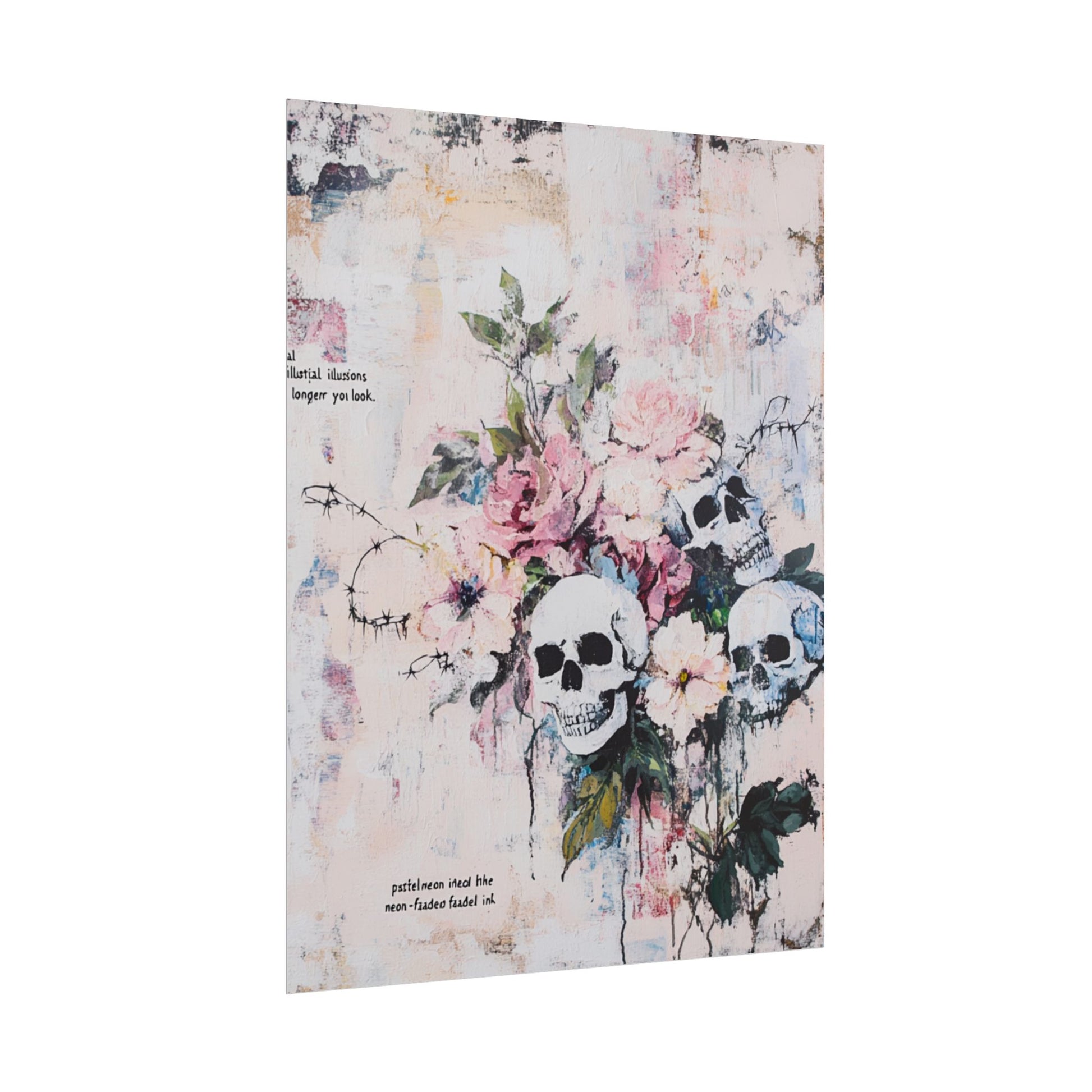 Floral Skull Art Poster, Vintage Wall Decor, Gothic Home Aesthetic, Unique Artwork, Boho Room Styling, Gift for Art Lovers