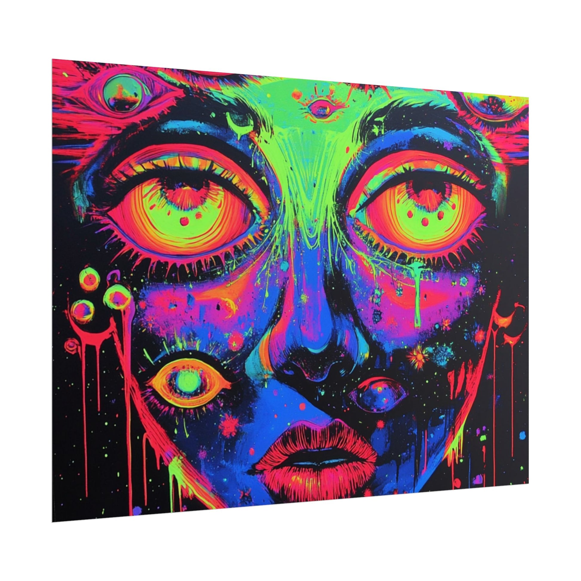 Vibrant Neon Art Poster, Psychedelic Wall Decor, Colorful Home Accent, Unique Gift for Art Lovers, Festival Decor, Boho Wall Art